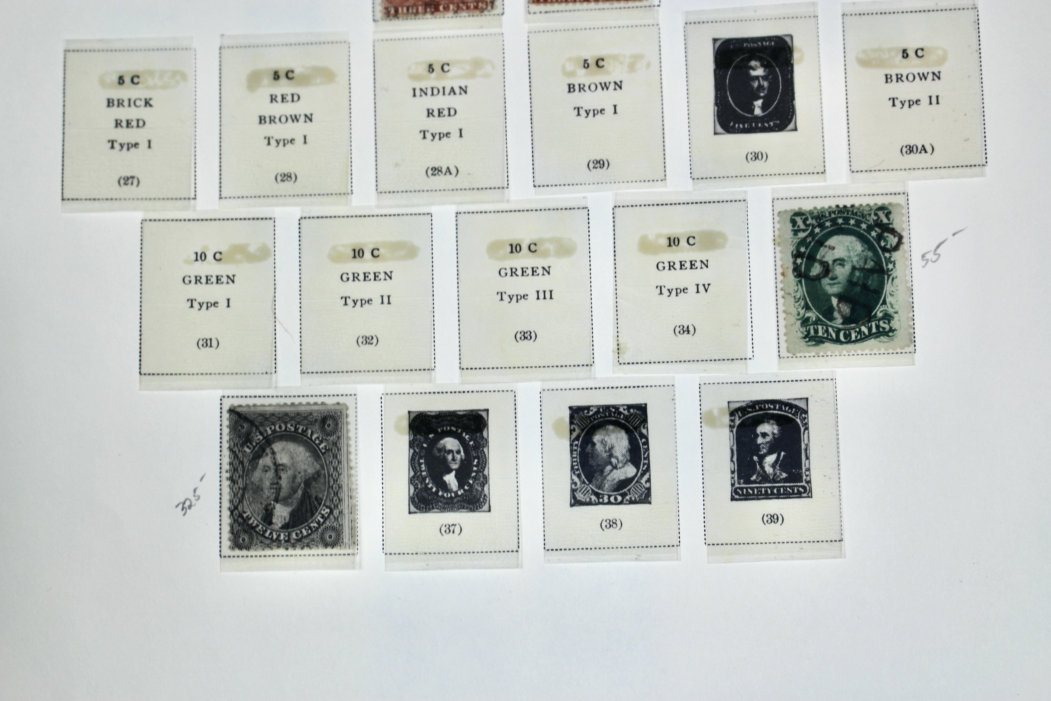 Fifteen Different Early Used U.S. Postage Stamps, 1851 to 1866