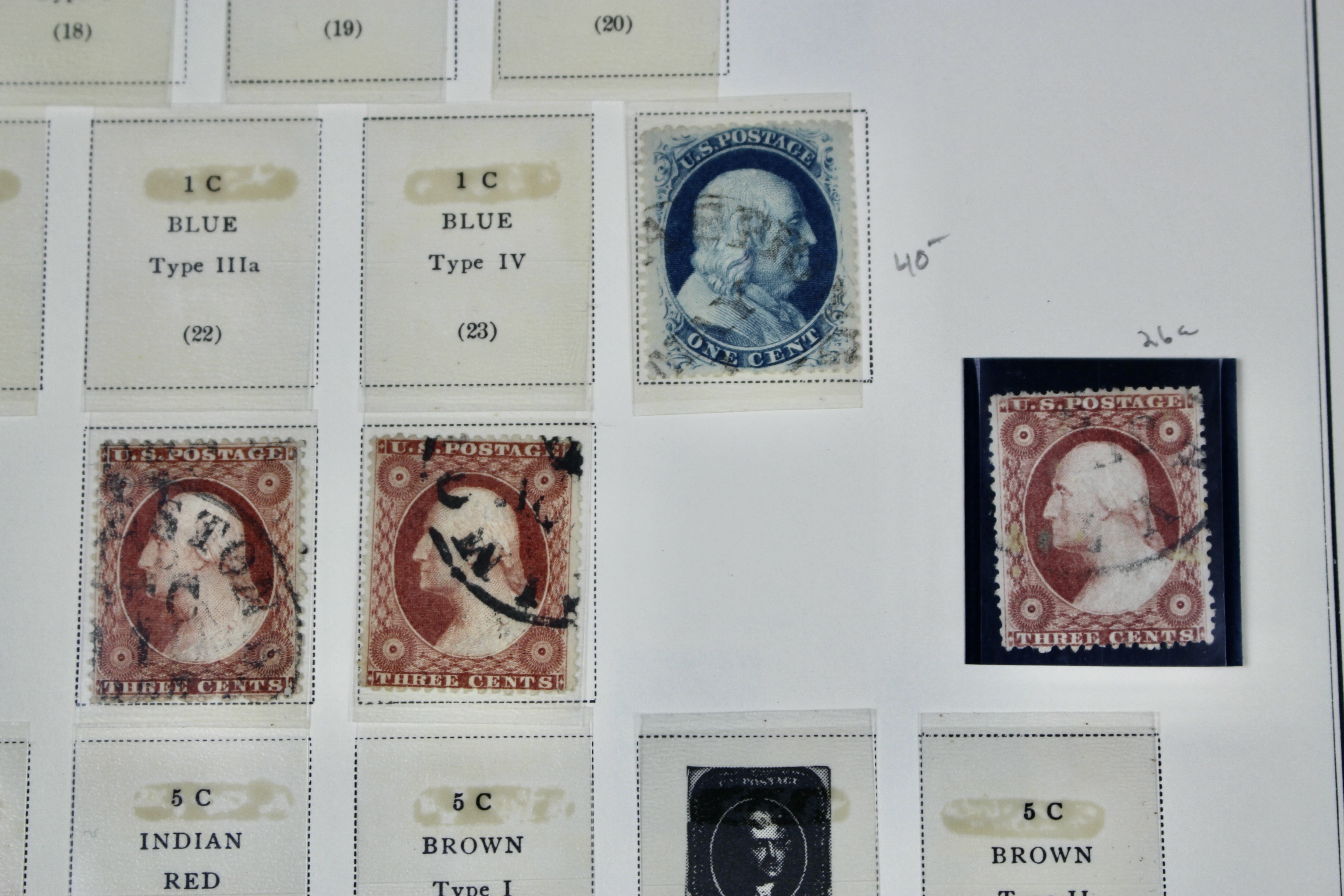 Fifteen Different Early Used U.S. Postage Stamps, 1851 to 1866