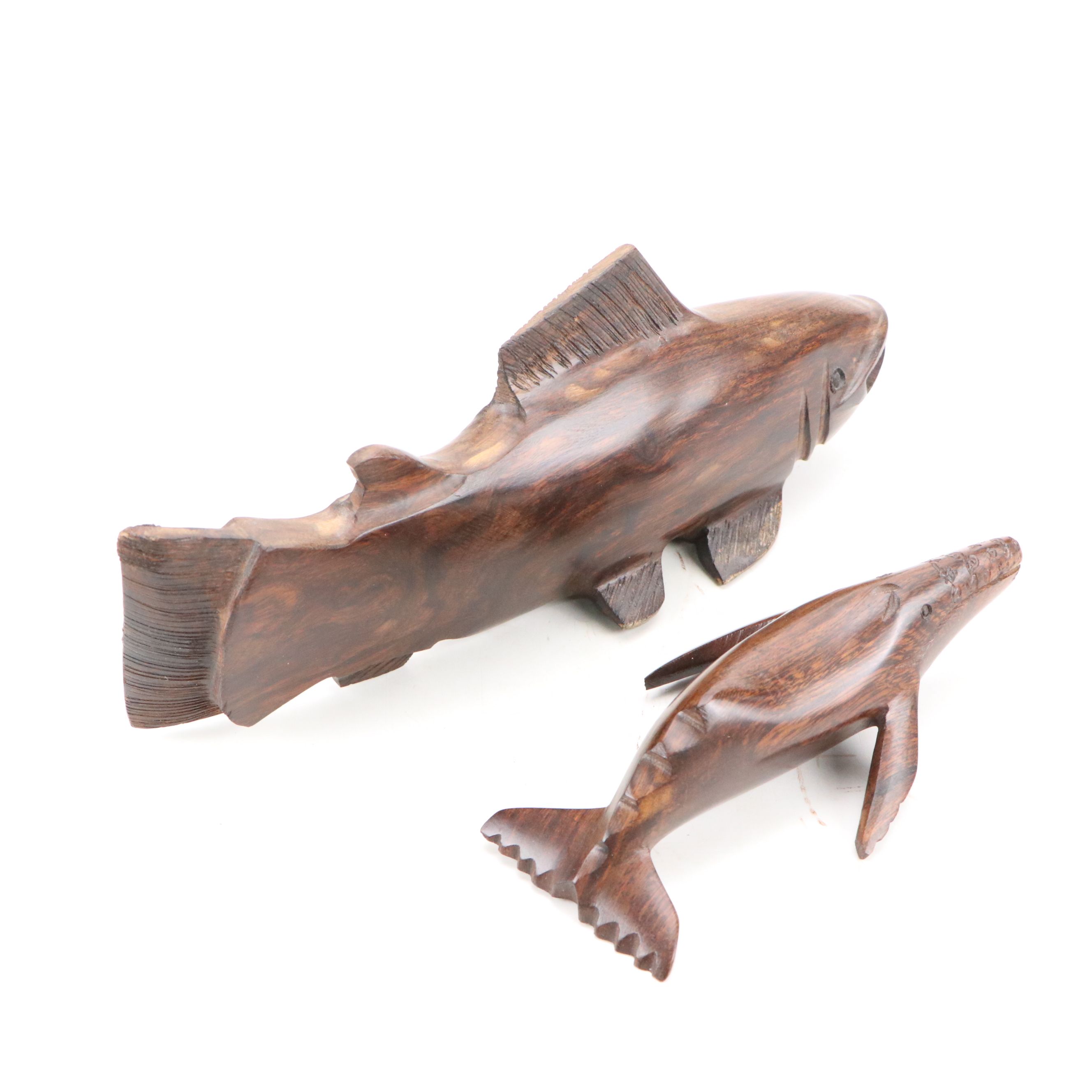 Carved Ironwood Seal and Other Animal Figurines