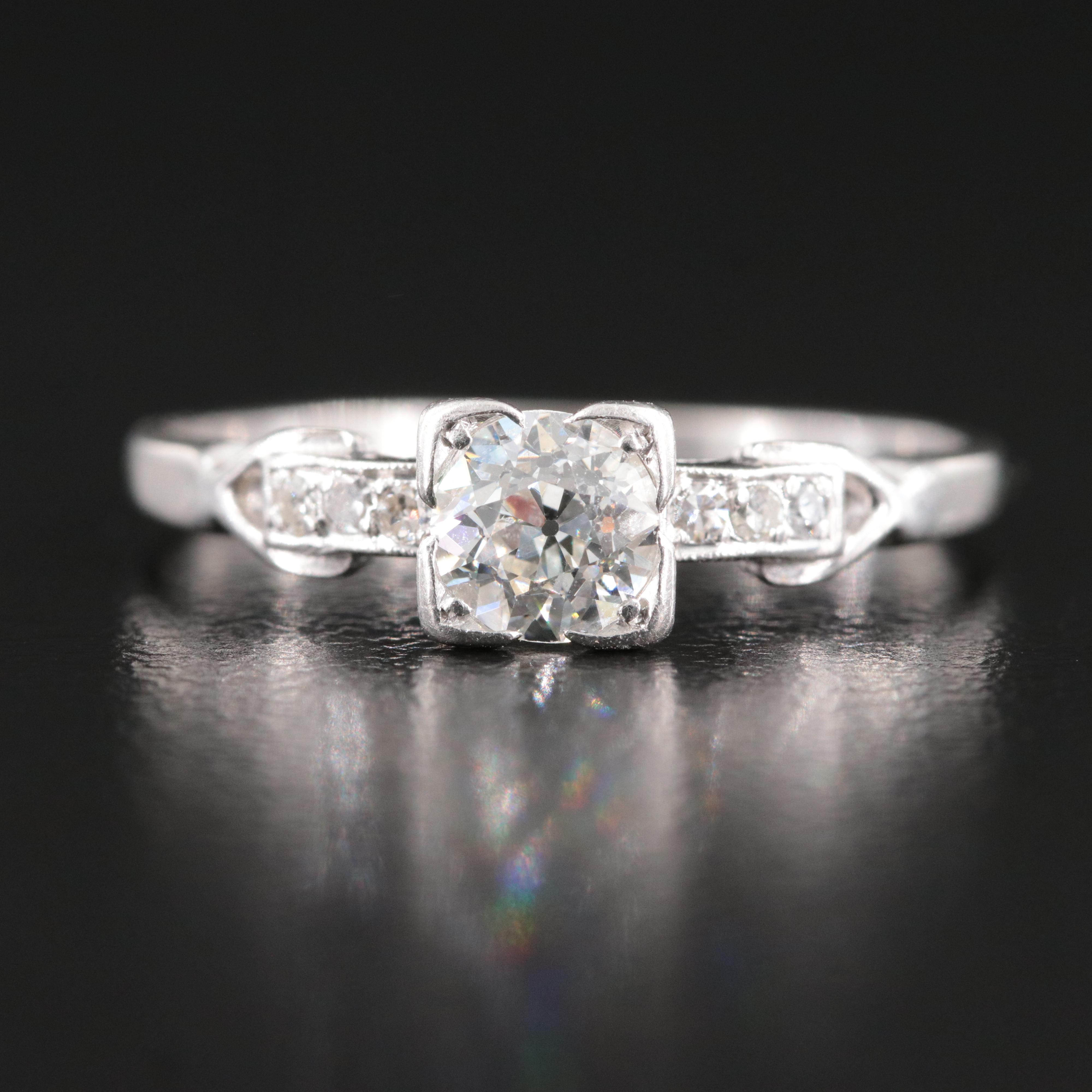 Vintage Platinum 0.55 CTW Diamond Ring