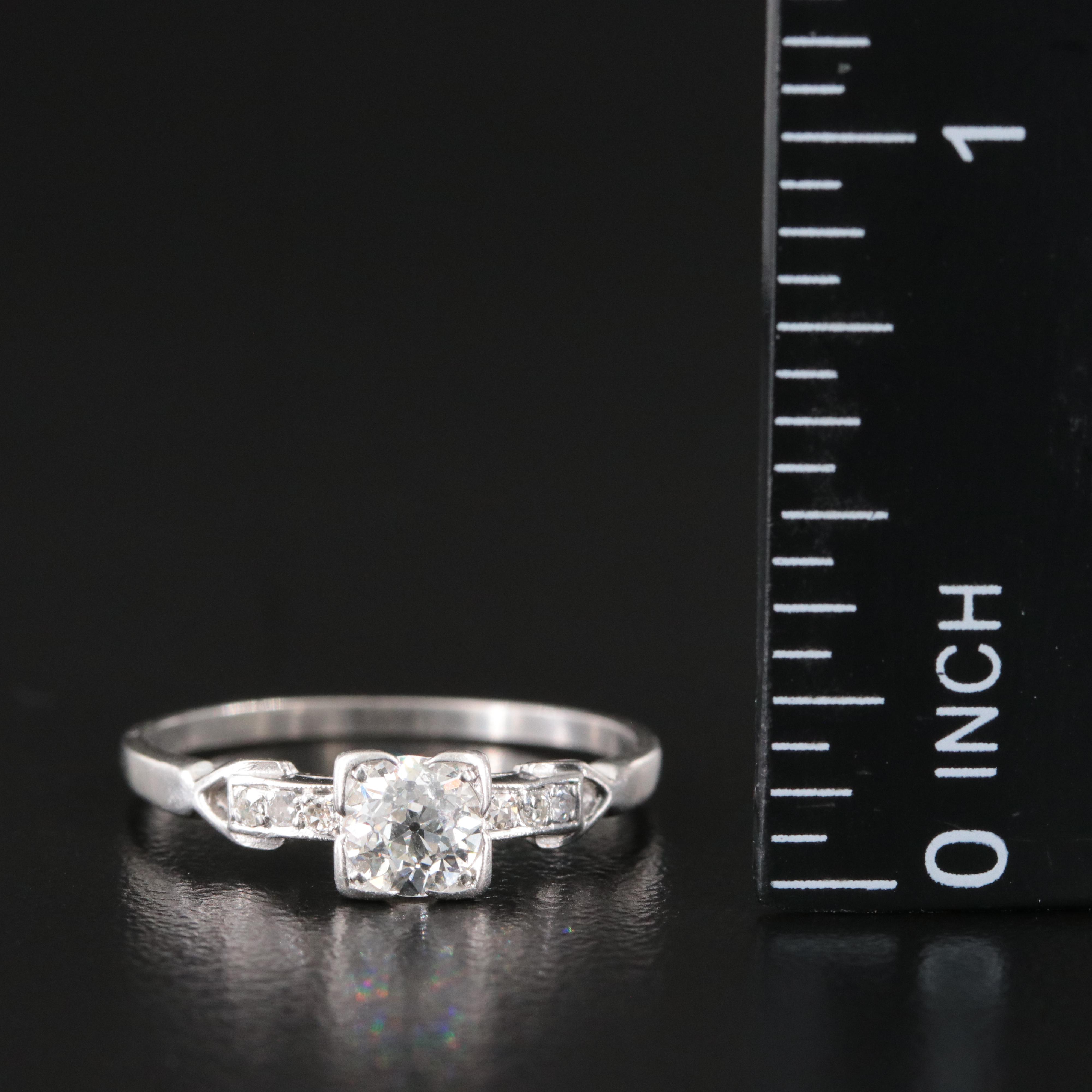 Vintage Platinum 0.55 CTW Diamond Ring