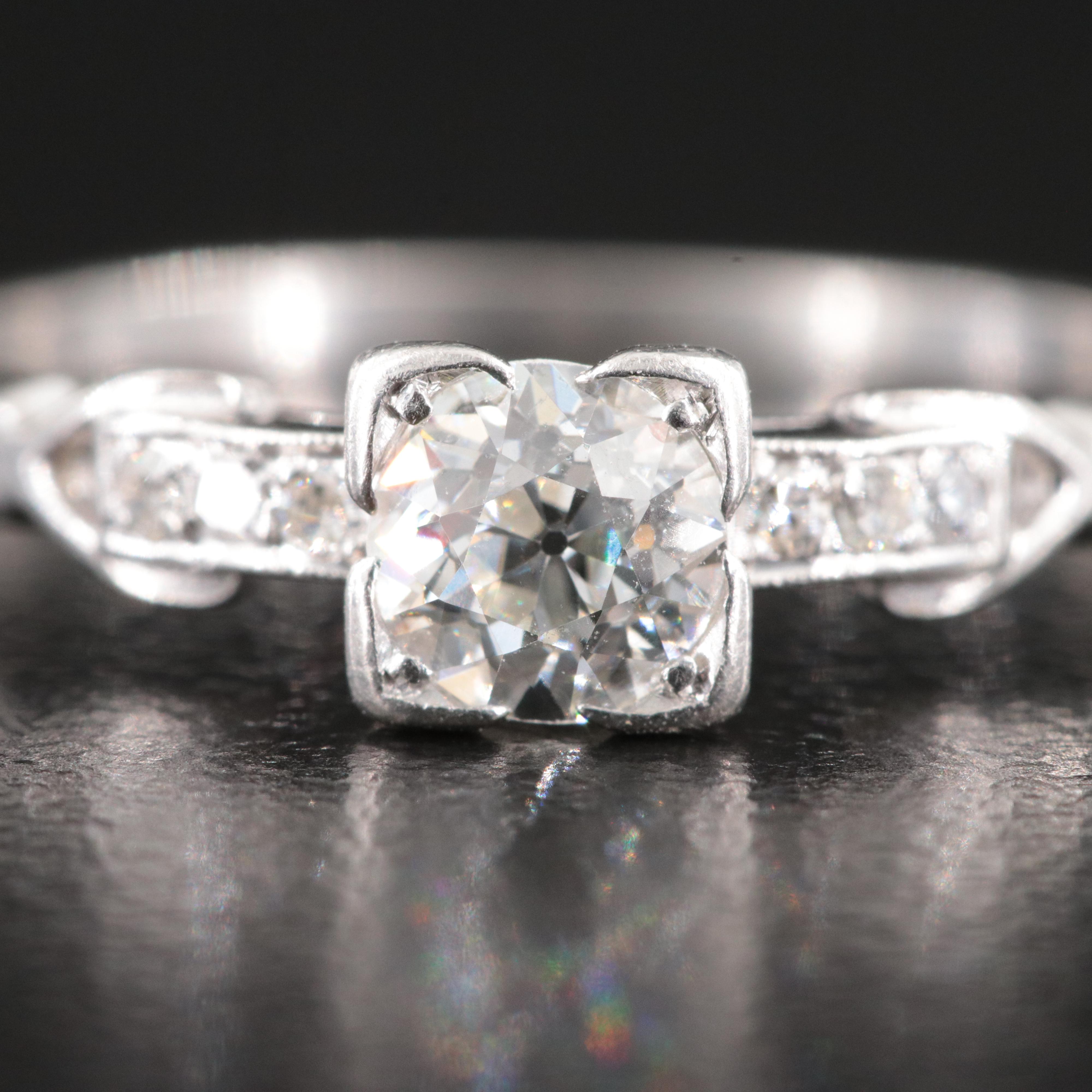 Vintage Platinum 0.55 CTW Diamond Ring