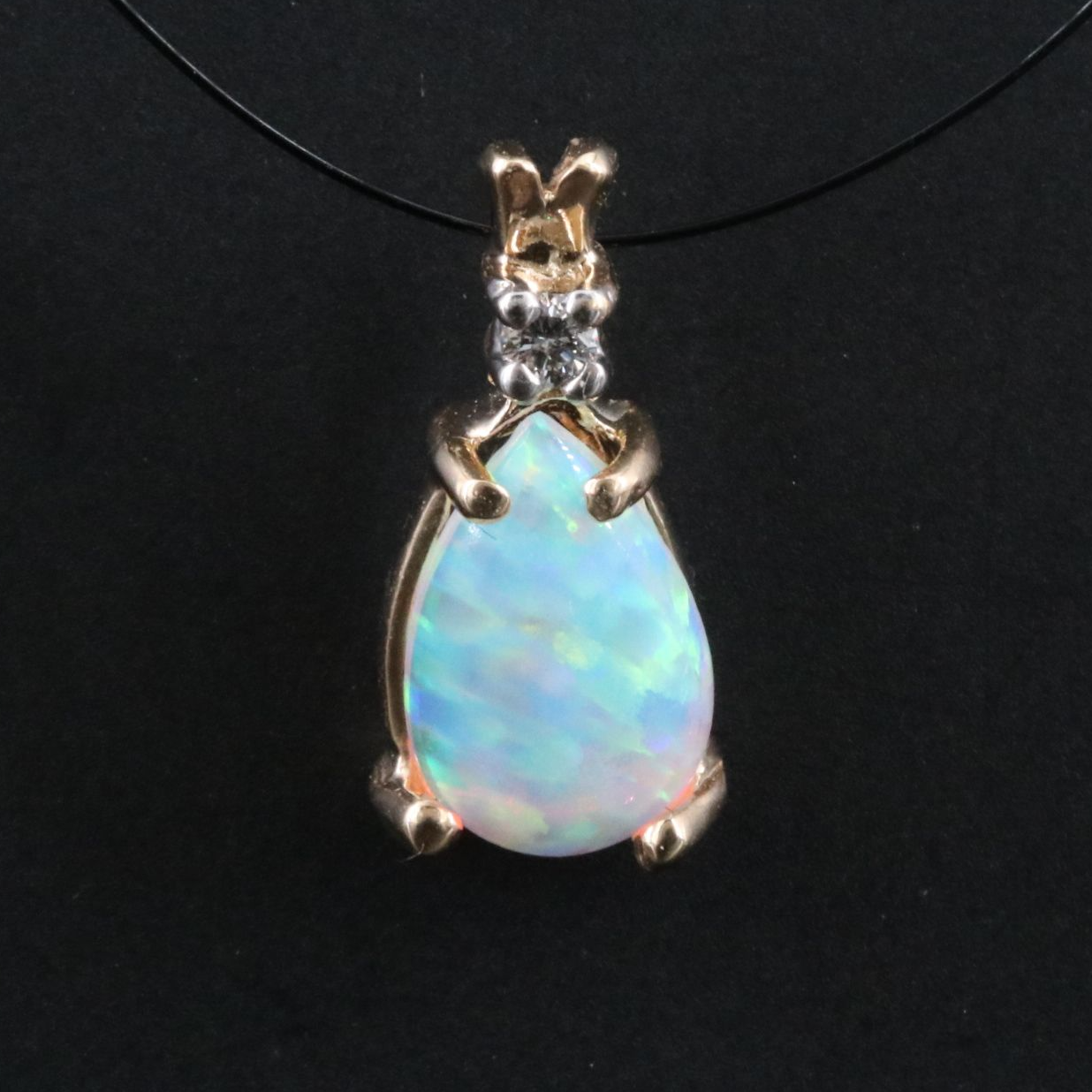 14K Opal and Diamond Pendant
