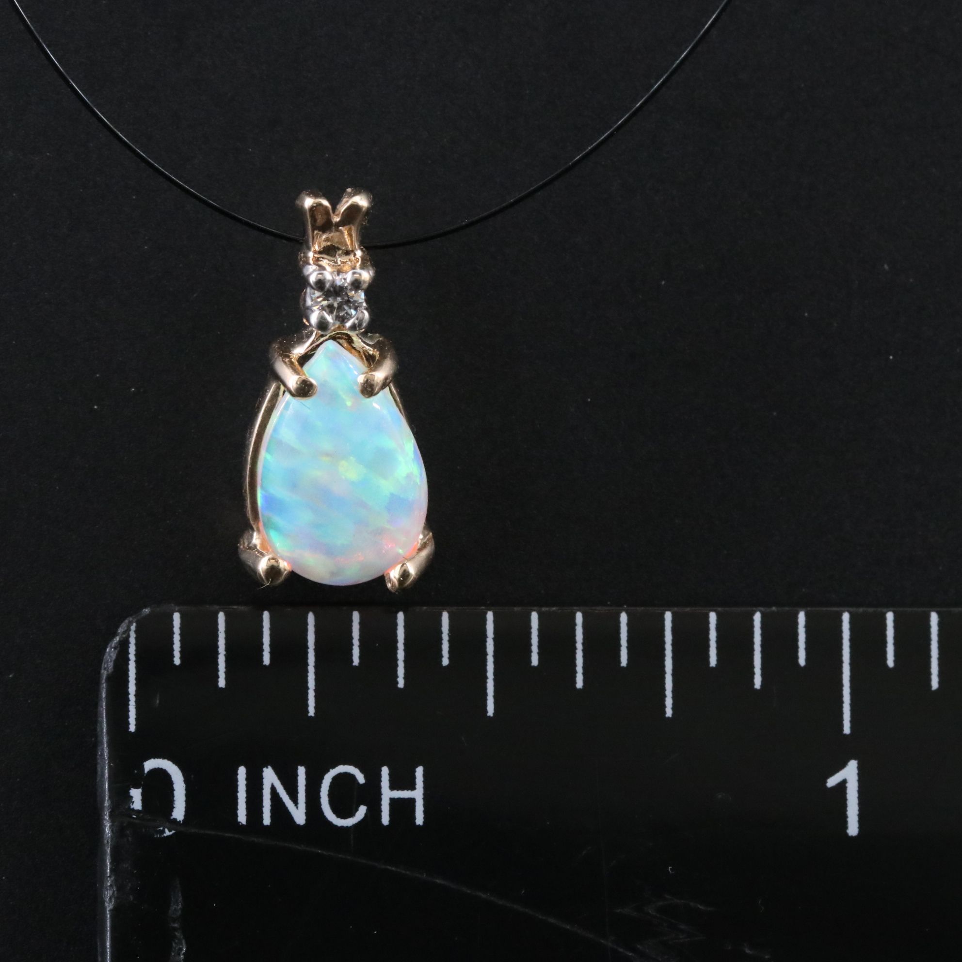 14K Opal and Diamond Pendant