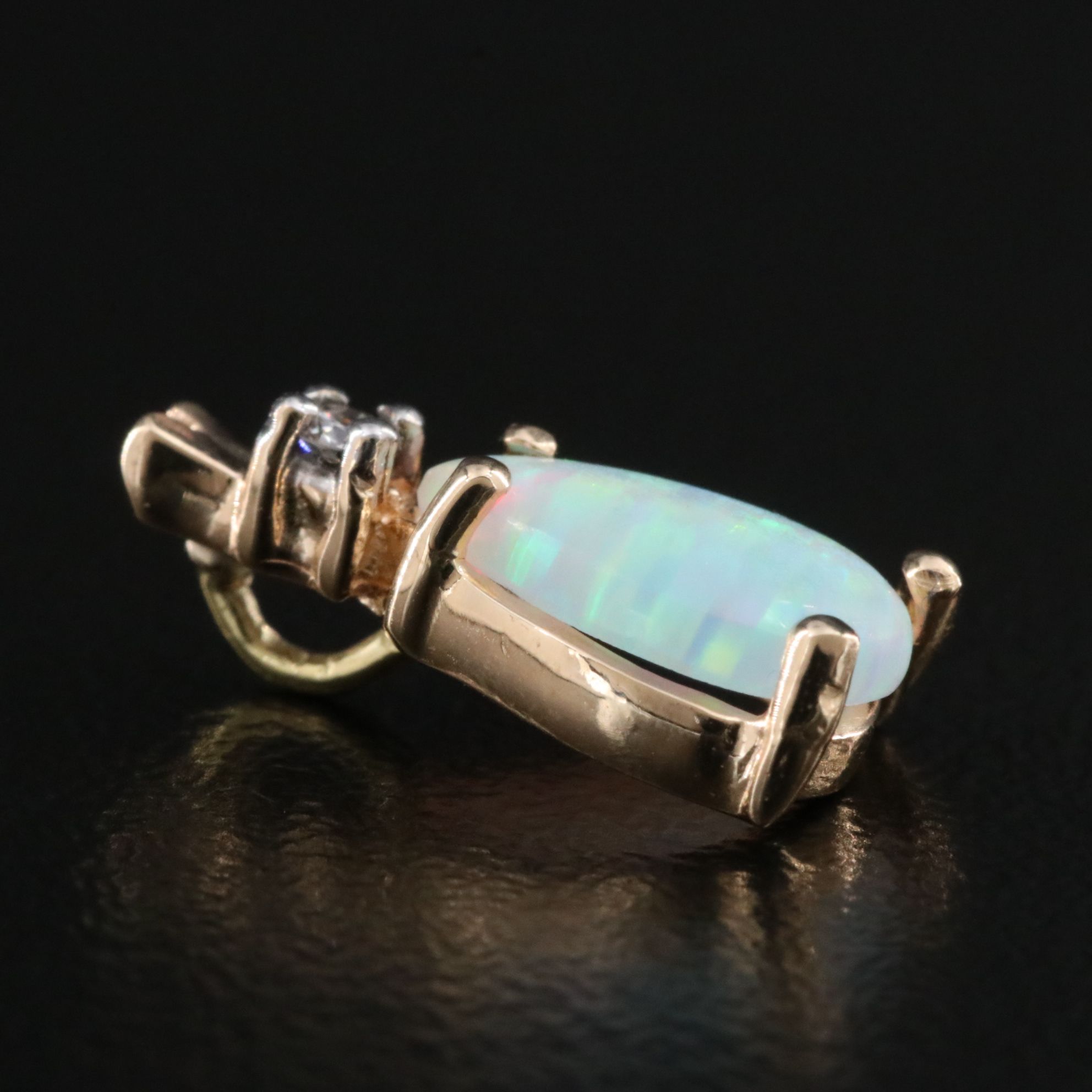 14K Opal and Diamond Pendant