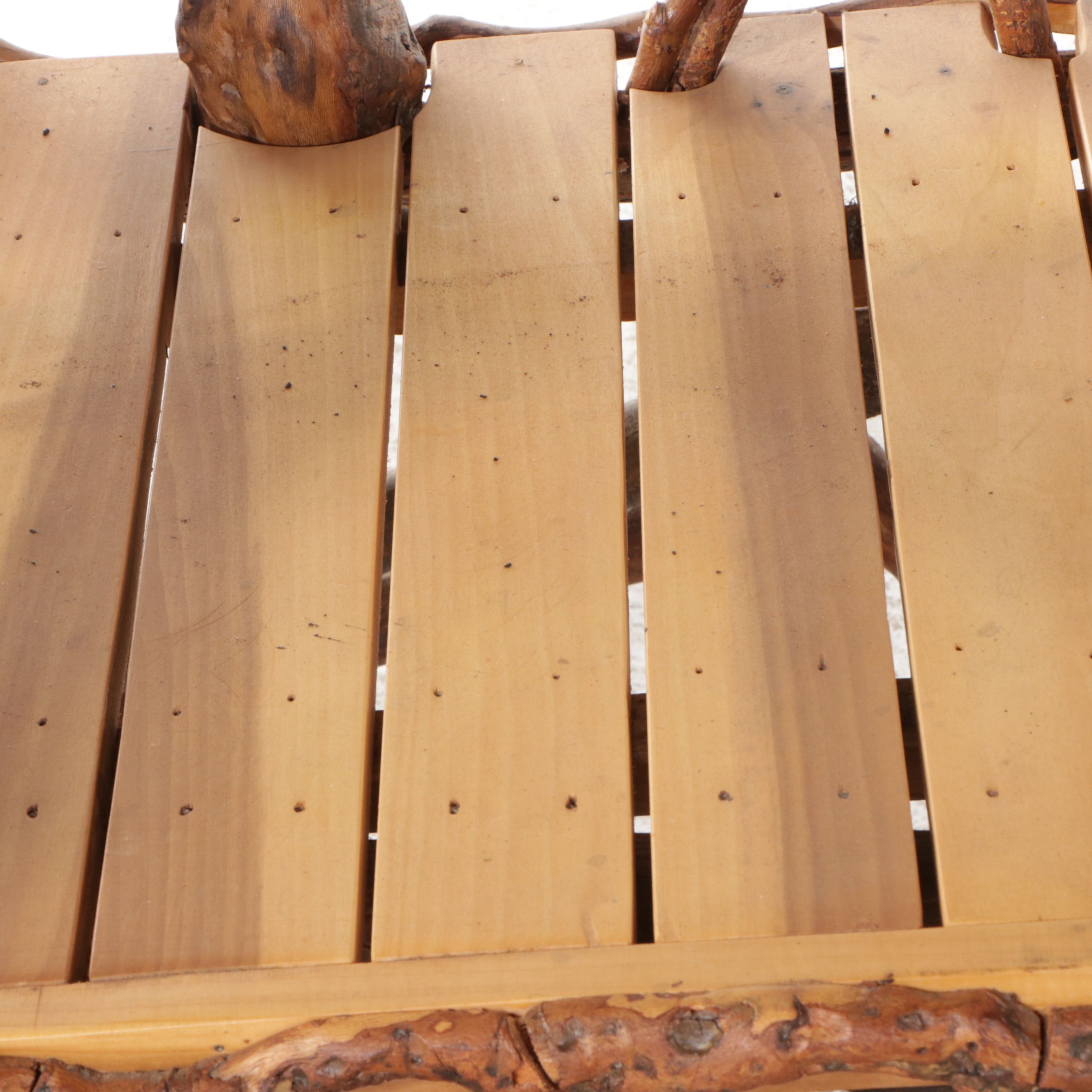 Robert Beaven Adirondack Style Handcrafted Root Wood and Poplar Armchair