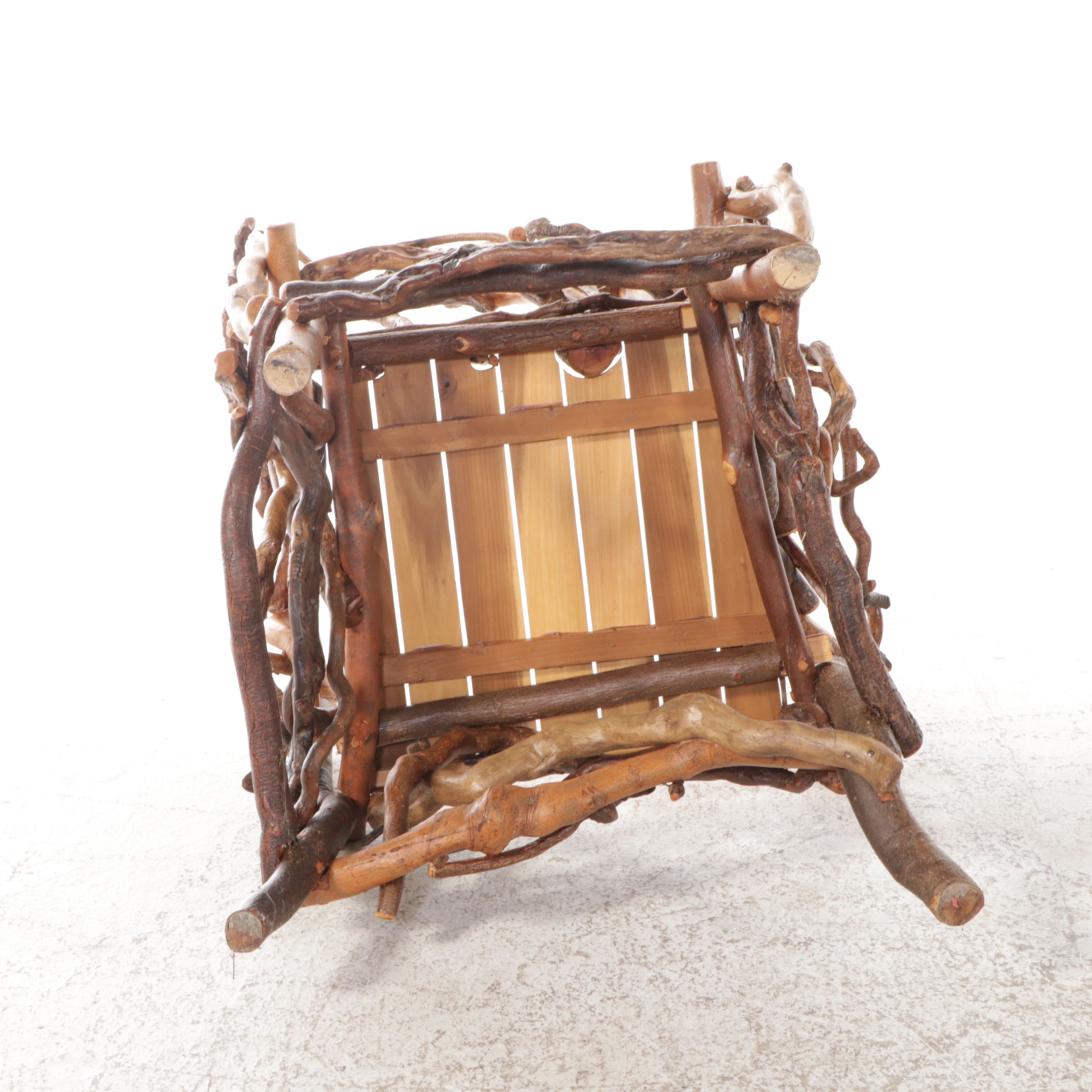 Robert Beaven Adirondack Style Handcrafted Root Wood and Poplar Armchair