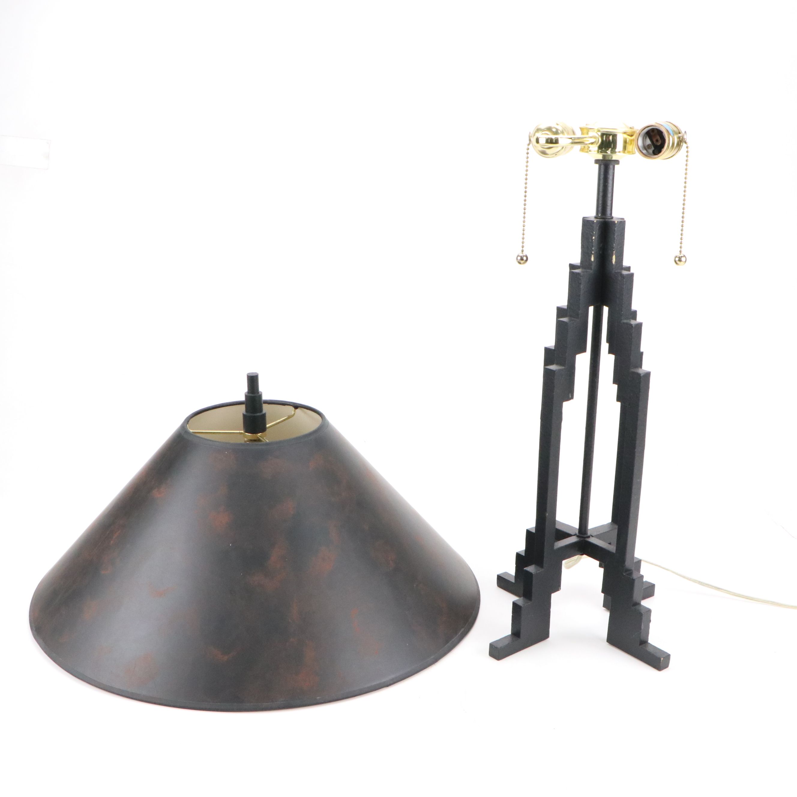 Stiffel Brutalist Skyscraper Style Painted Brass Table Lamp, Mid-20th C