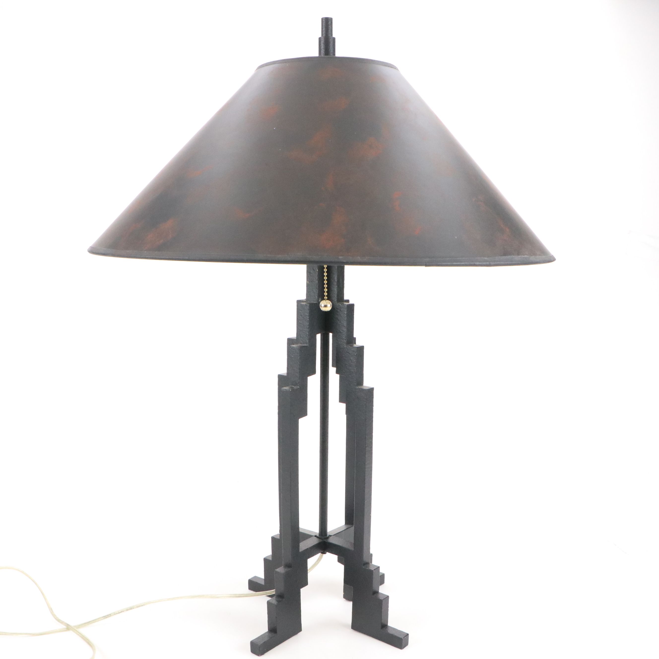 Stiffel Brutalist Skyscraper Style Painted Brass Table Lamp, Mid-20th C