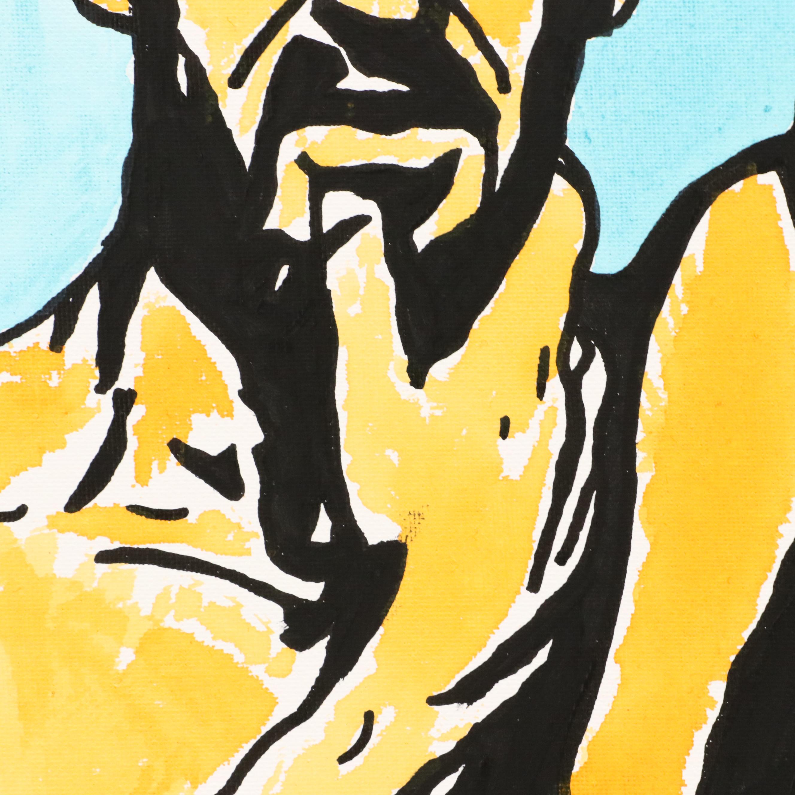 deSanto Stylized Male Nude Acrylic Portrait, 2025