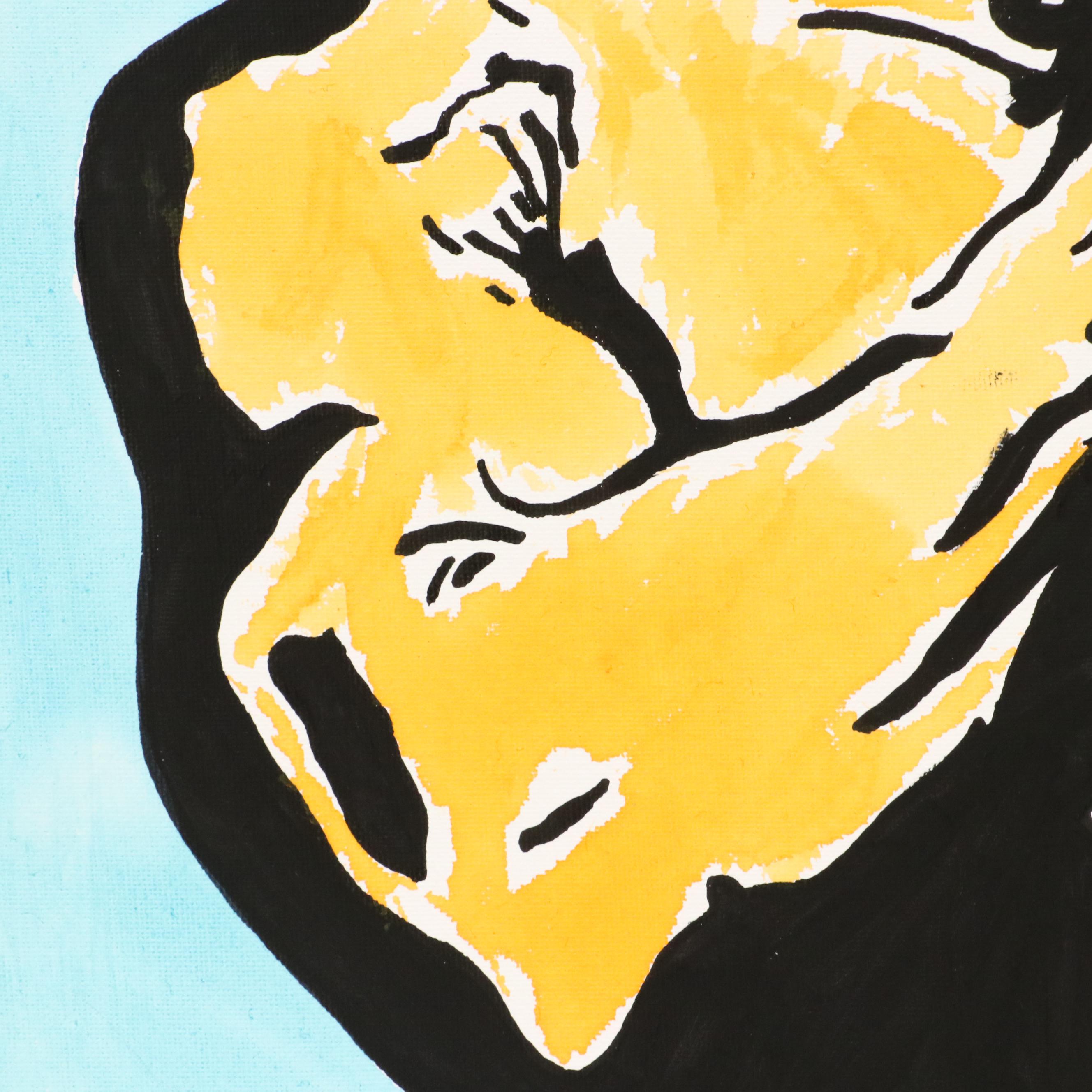 deSanto Stylized Male Nude Acrylic Portrait, 2025