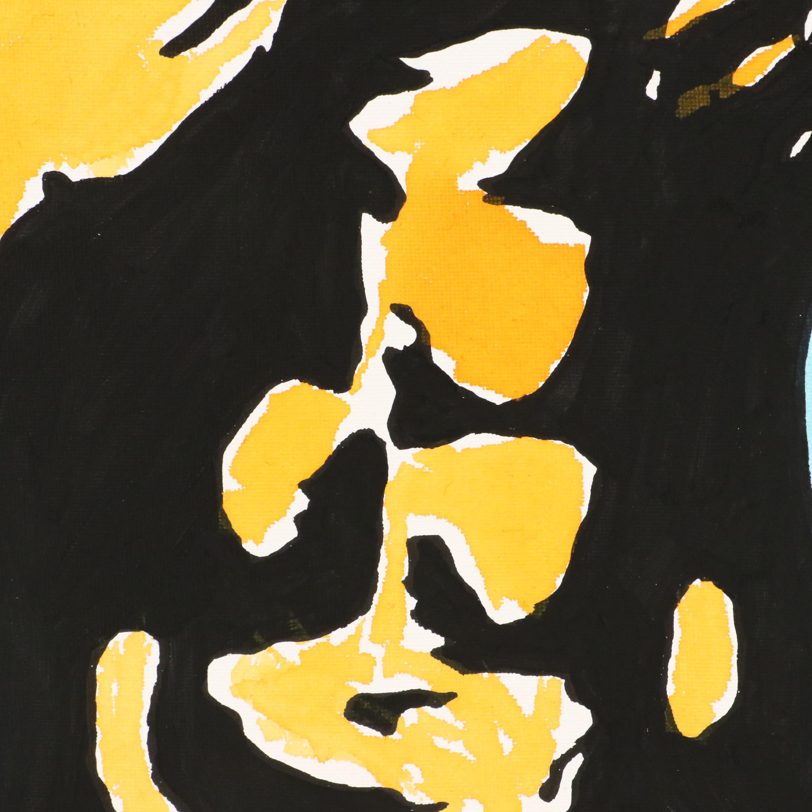 deSanto Stylized Male Nude Acrylic Portrait, 2025