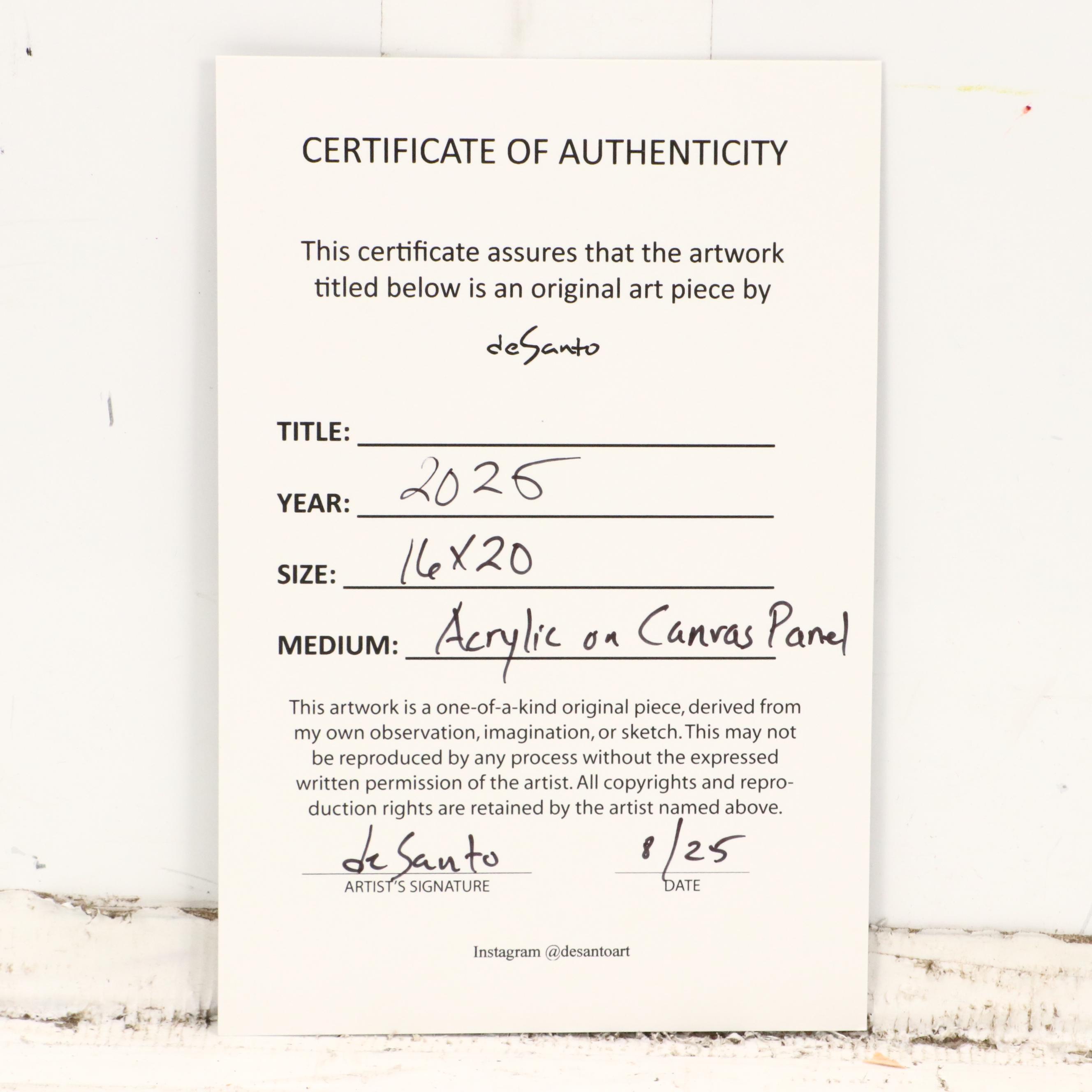 deSanto Stylized Male Nude Acrylic Portrait, 2025