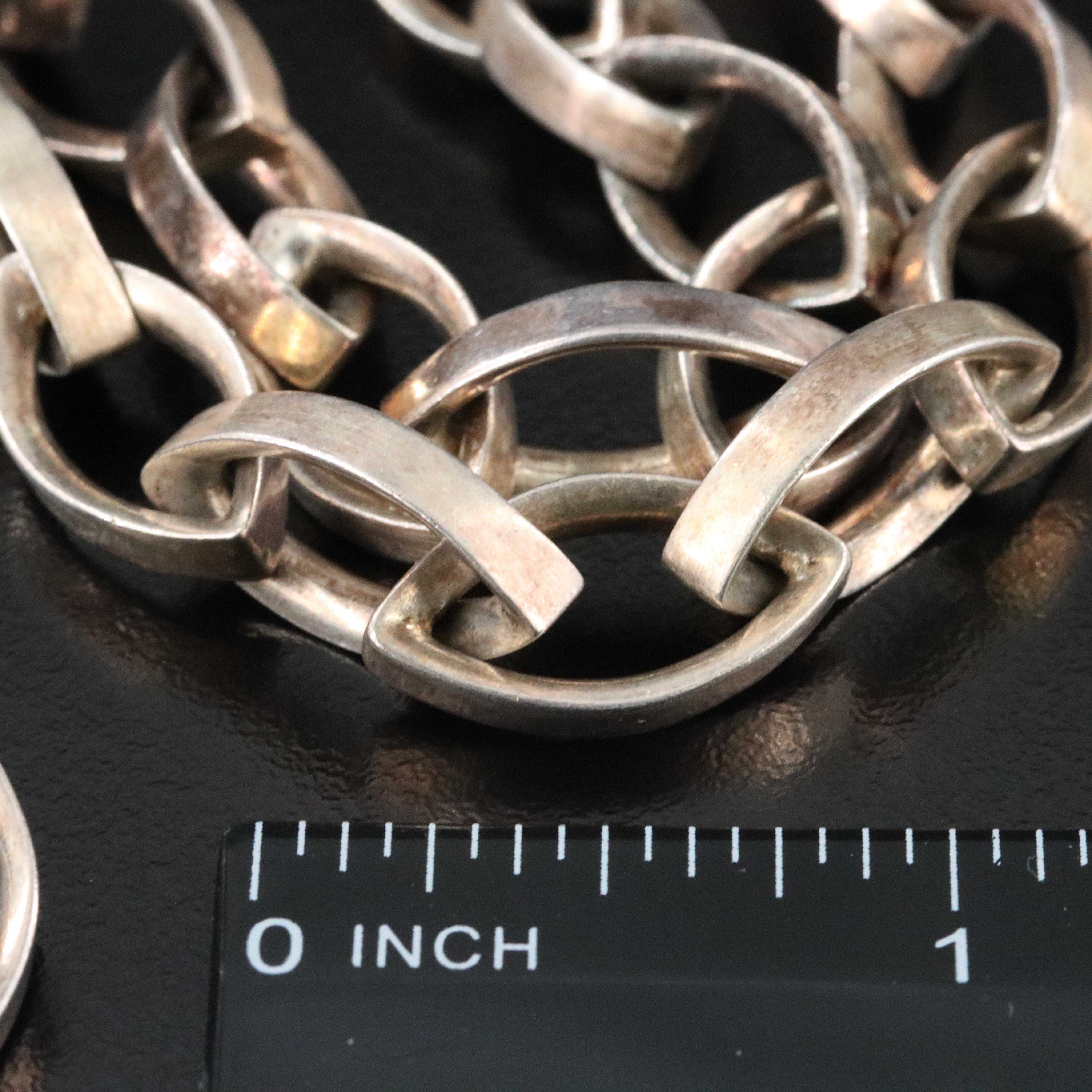 Sterling Navette Link Necklace and Xicalcoliuhqui Bracelet