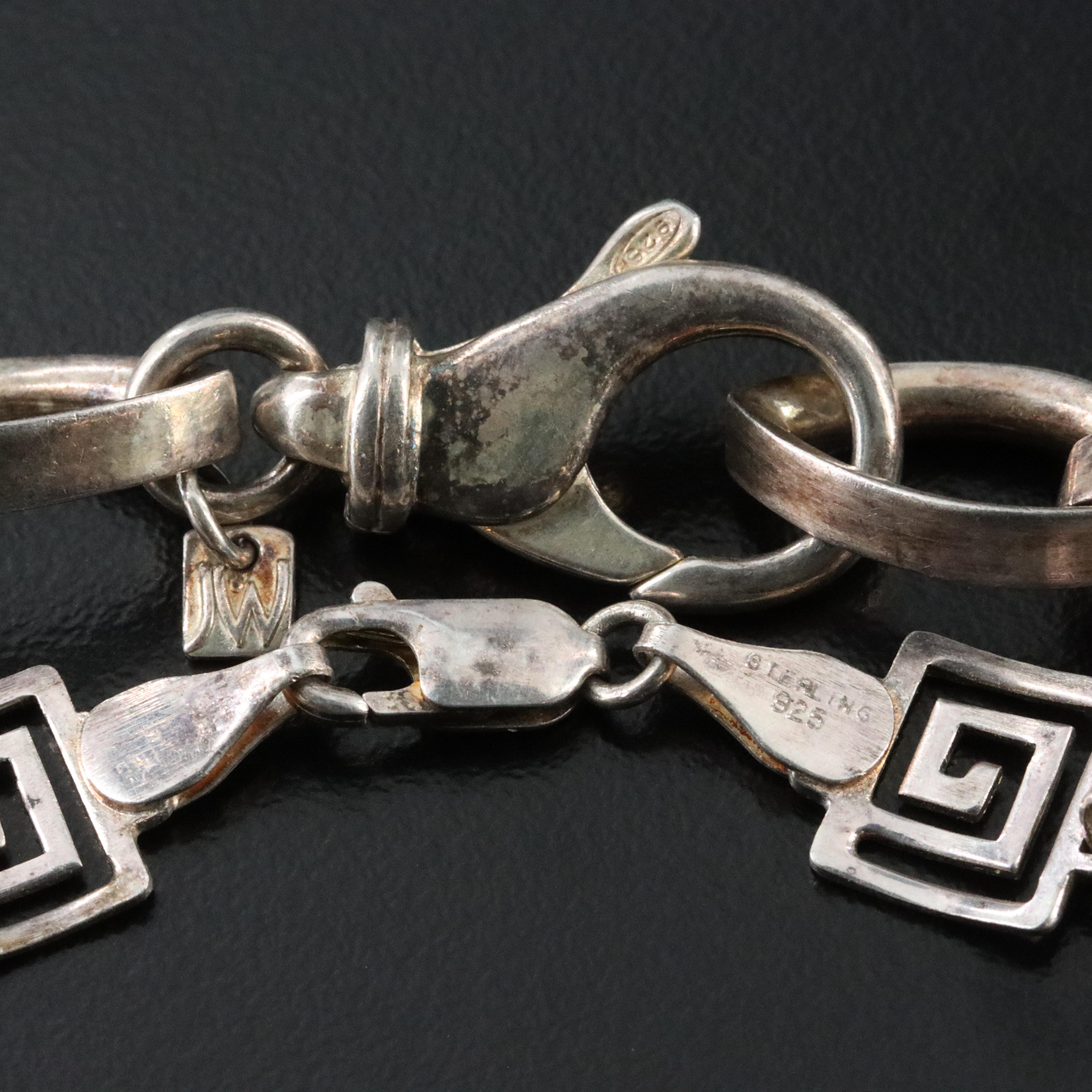 Sterling Navette Link Necklace and Xicalcoliuhqui Bracelet