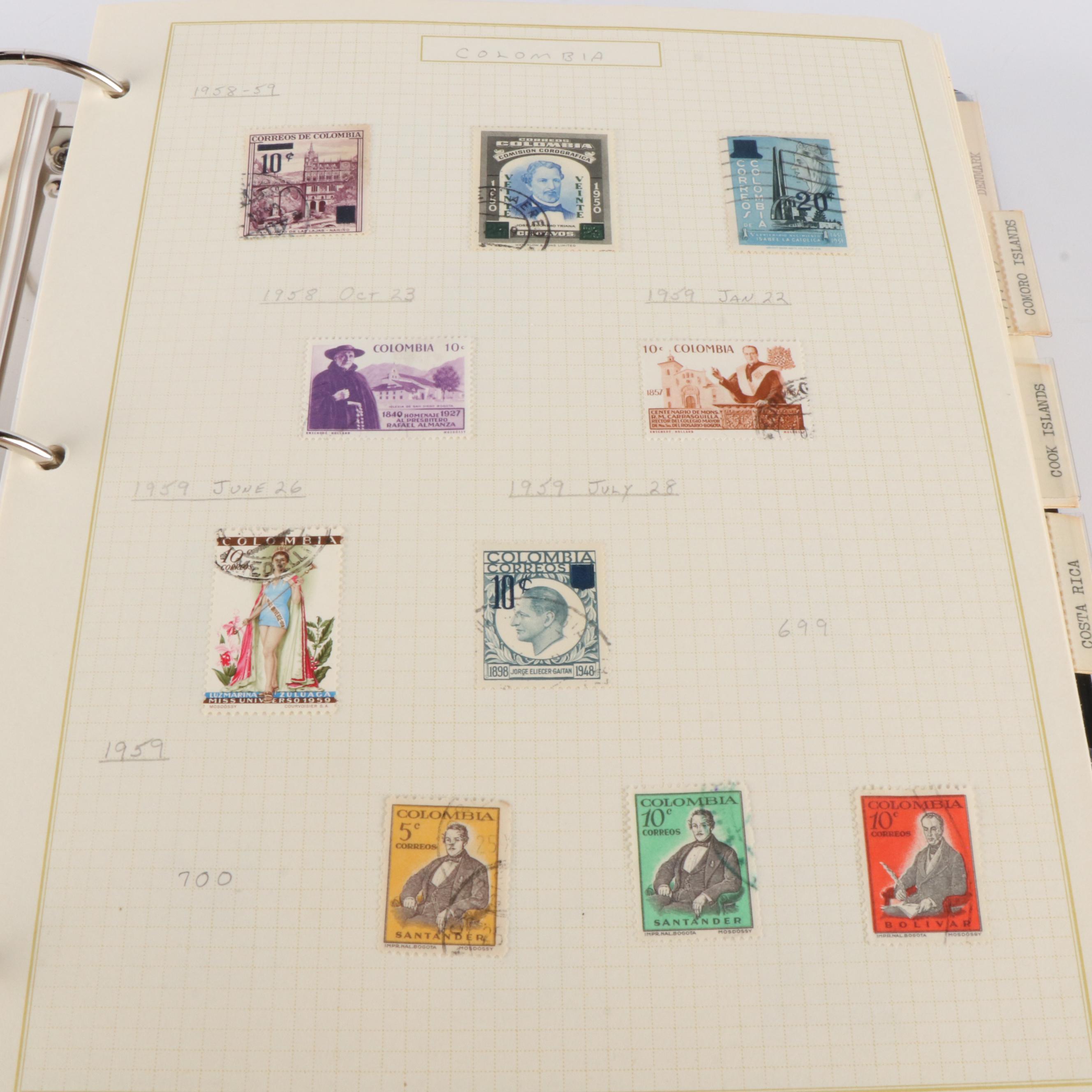 Six Albums of World Postage Stamps, Including Many Earlier issues