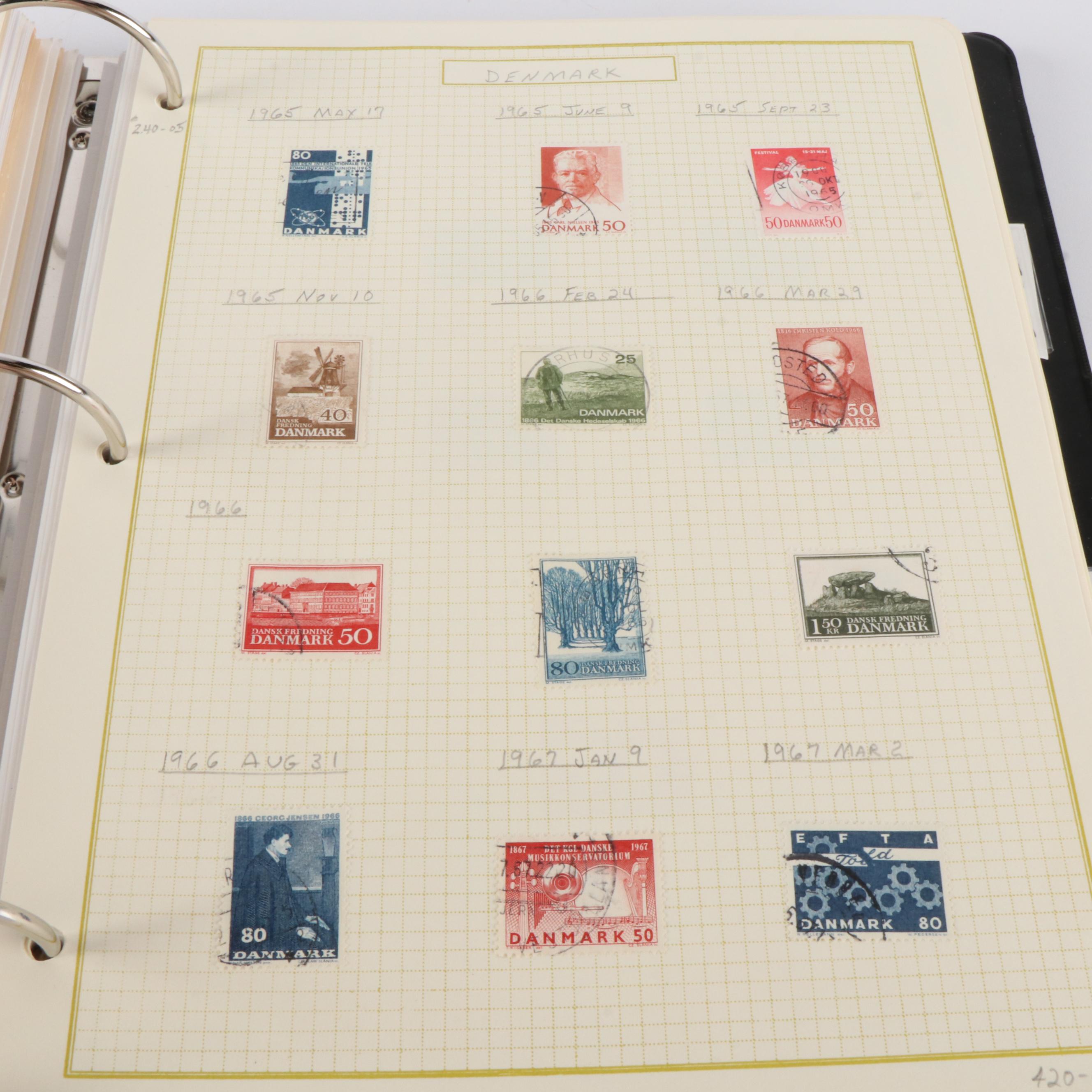 Six Albums of World Postage Stamps, Including Many Earlier issues