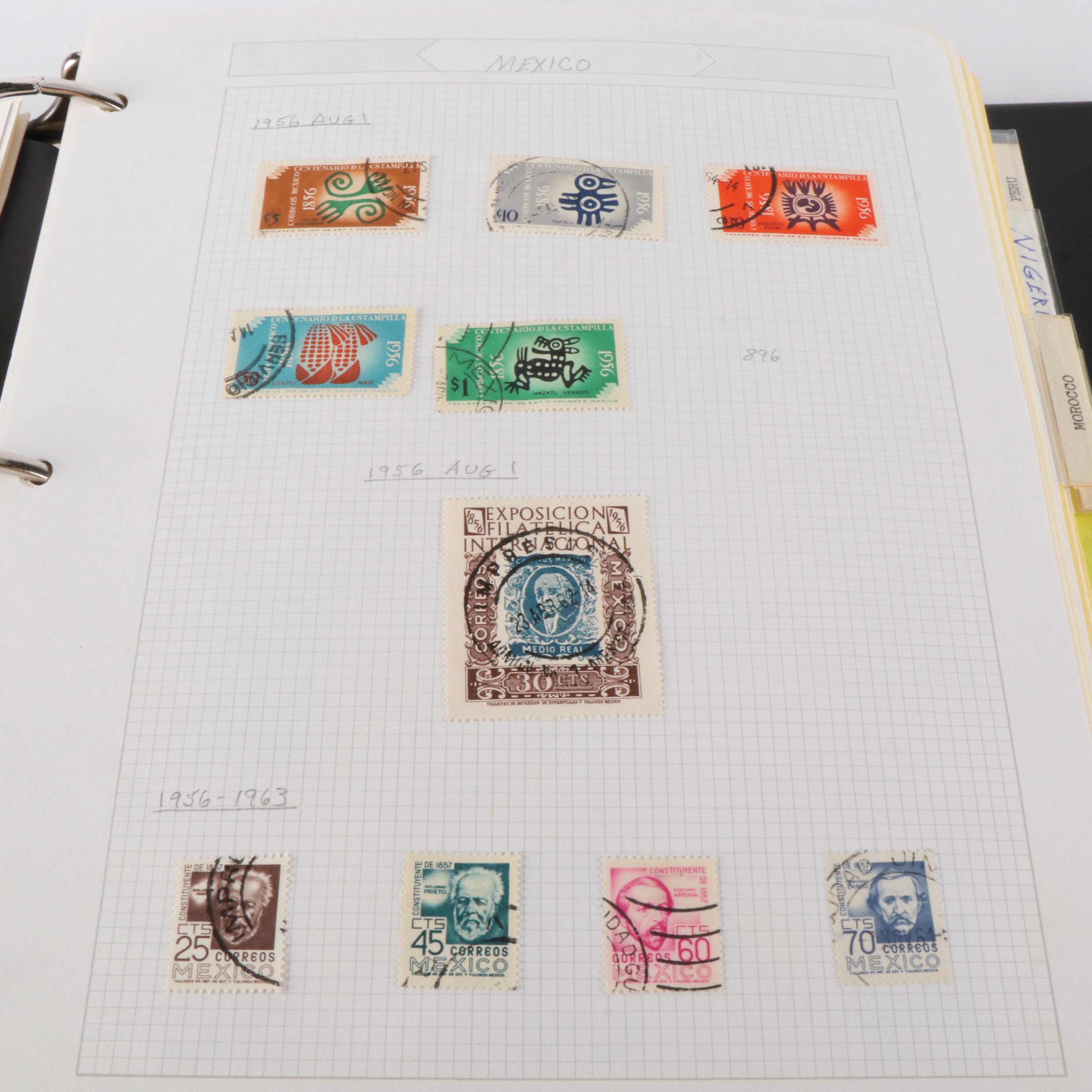 Six Albums of World Postage Stamps, Including Many Earlier issues