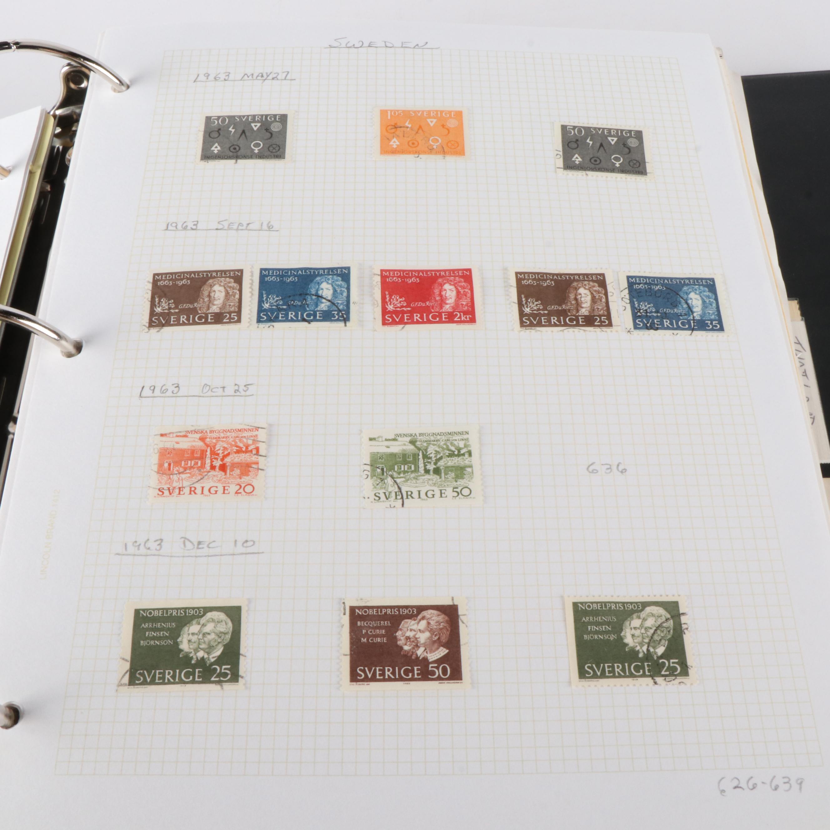 Six Albums of World Postage Stamps, Including Many Earlier issues