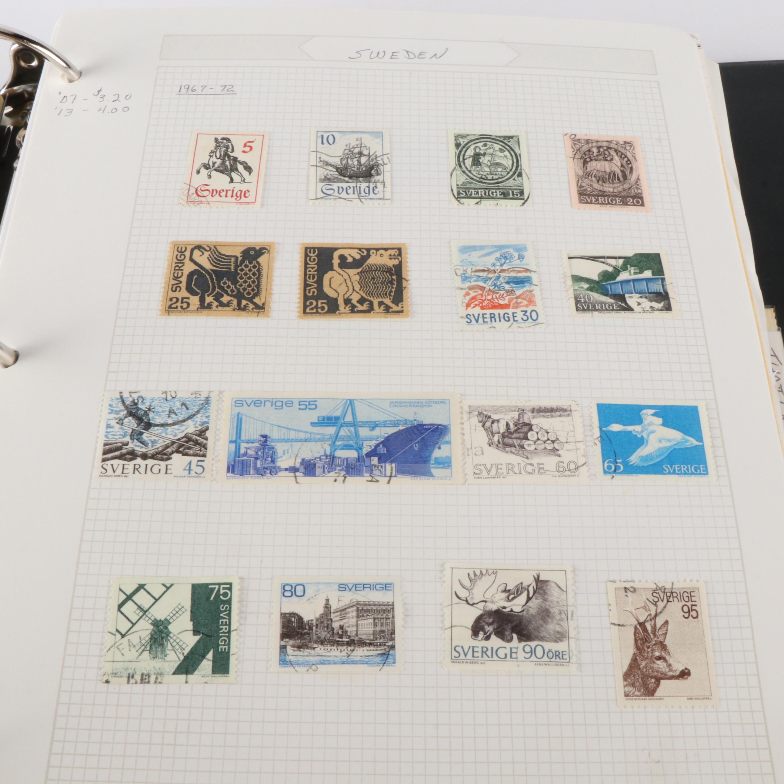 Six Albums of World Postage Stamps, Including Many Earlier issues