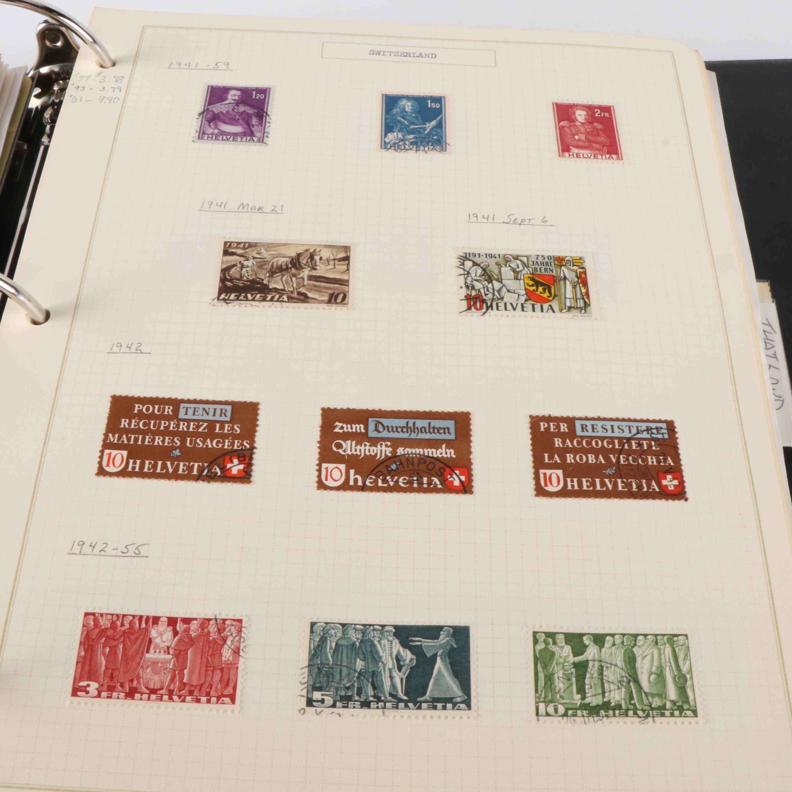 Six Albums of World Postage Stamps, Including Many Earlier issues