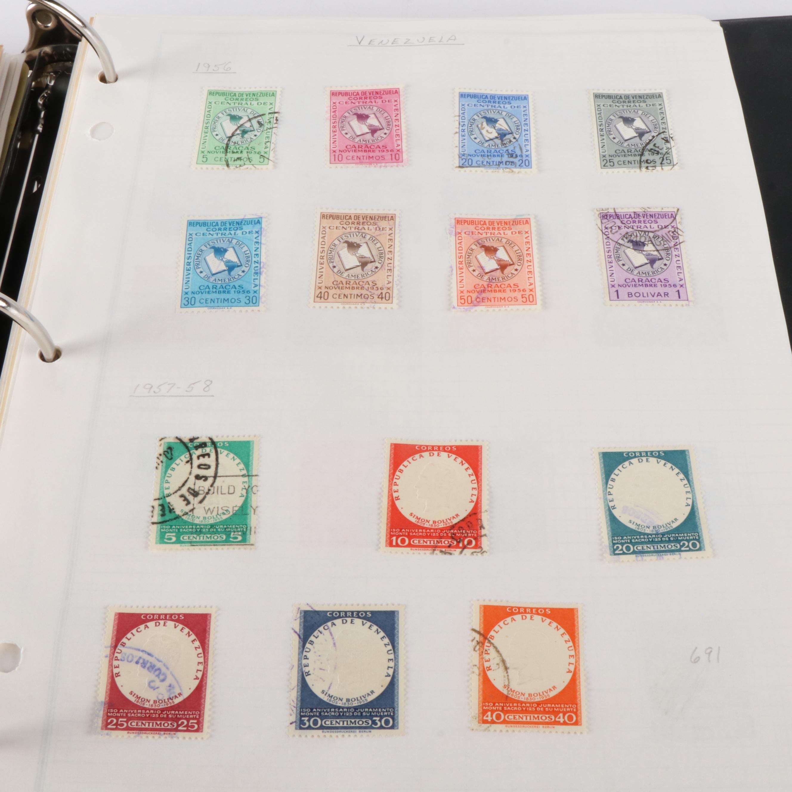 Six Albums of World Postage Stamps, Including Many Earlier issues