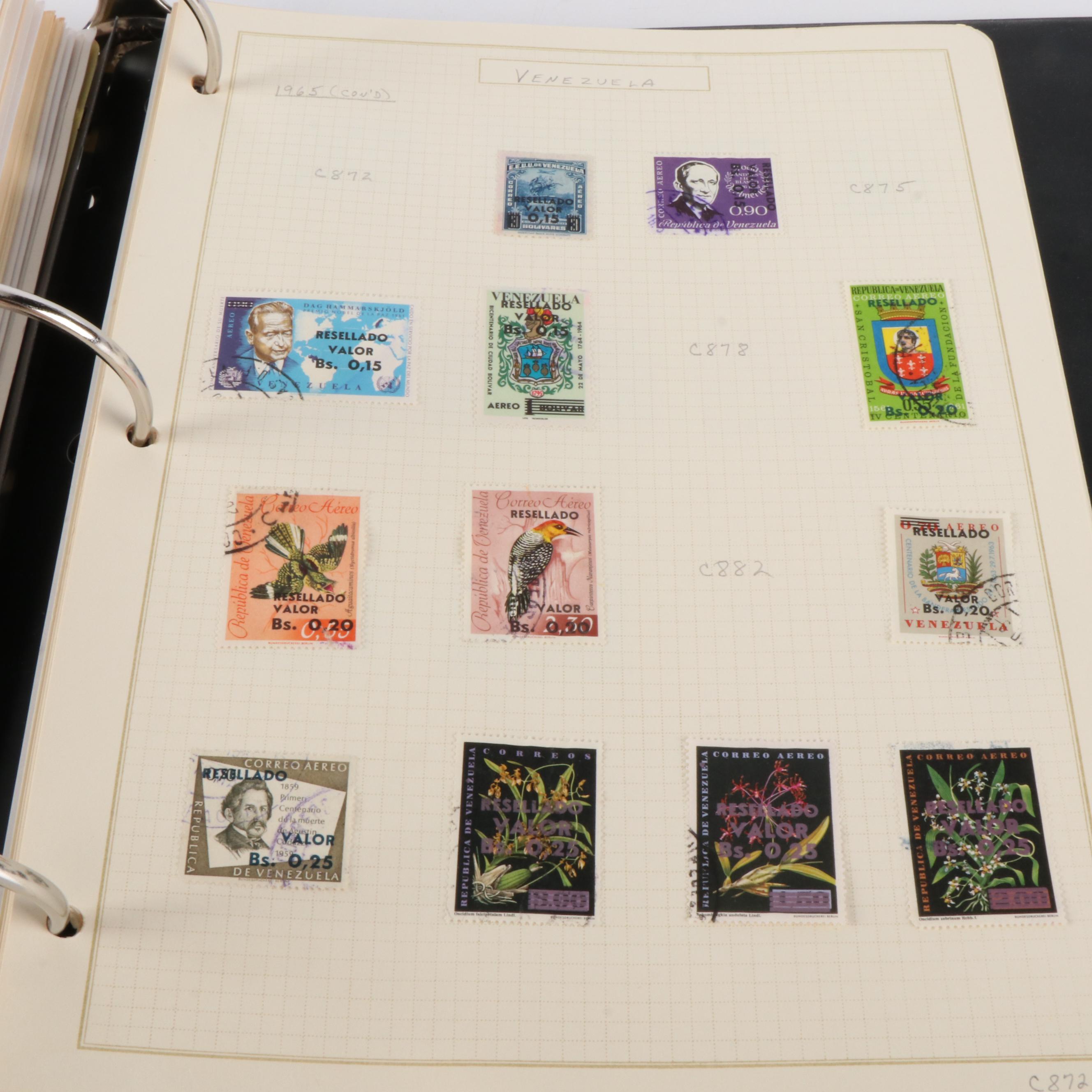 Six Albums of World Postage Stamps, Including Many Earlier issues