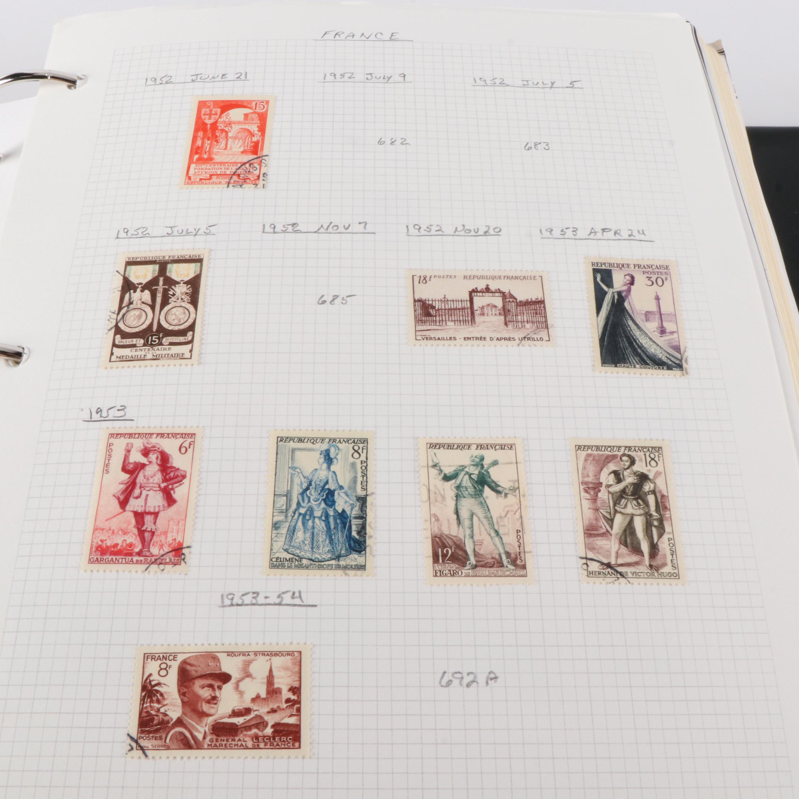 Six Albums of World Postage Stamps, Including Many Earlier issues