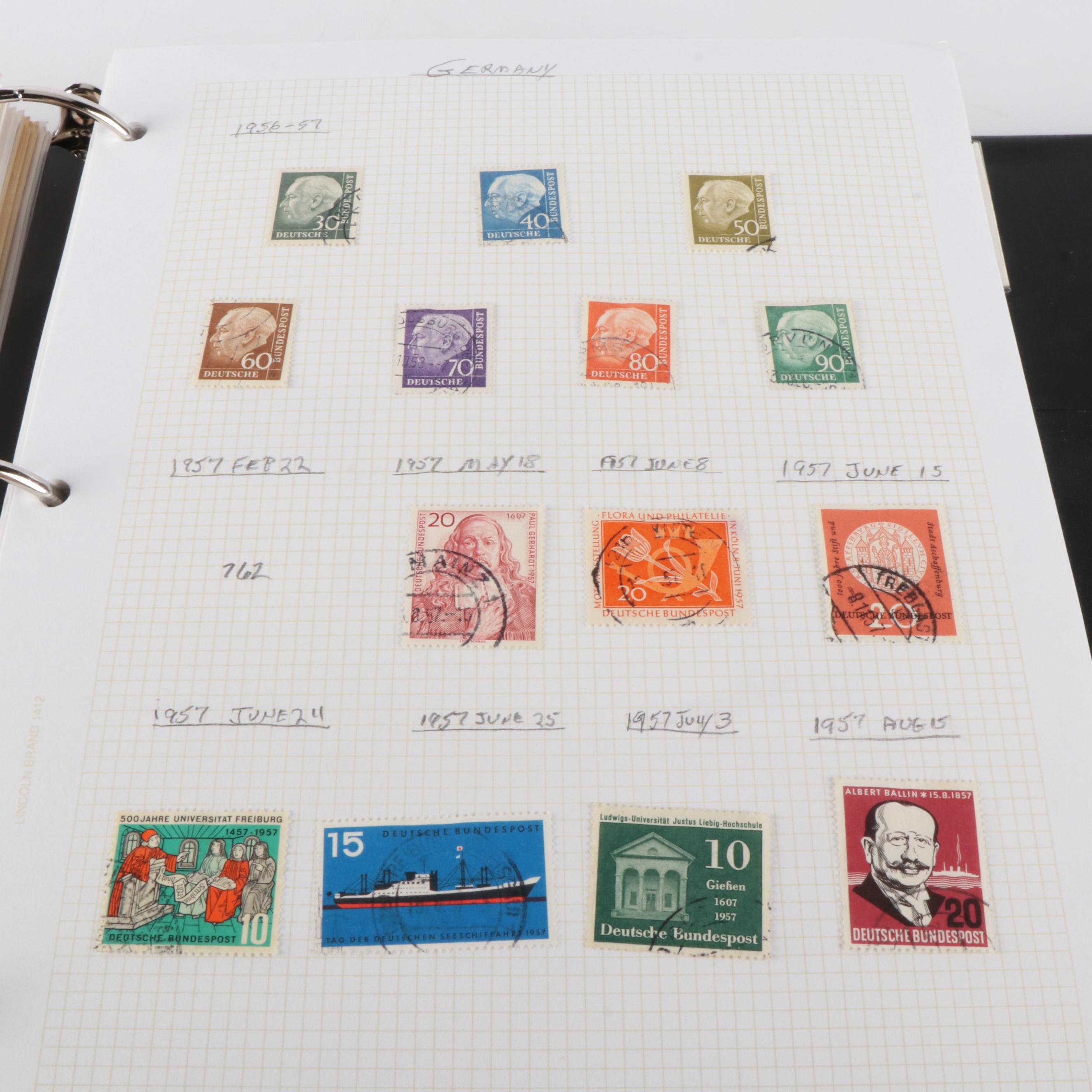 Six Albums of World Postage Stamps, Including Many Earlier issues