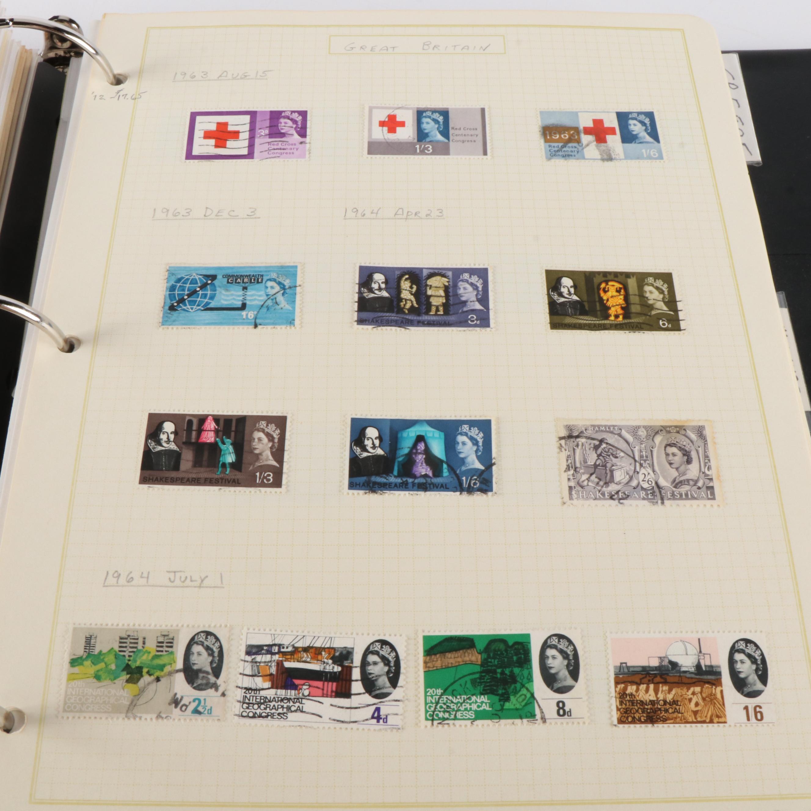 Six Albums of World Postage Stamps, Including Many Earlier issues