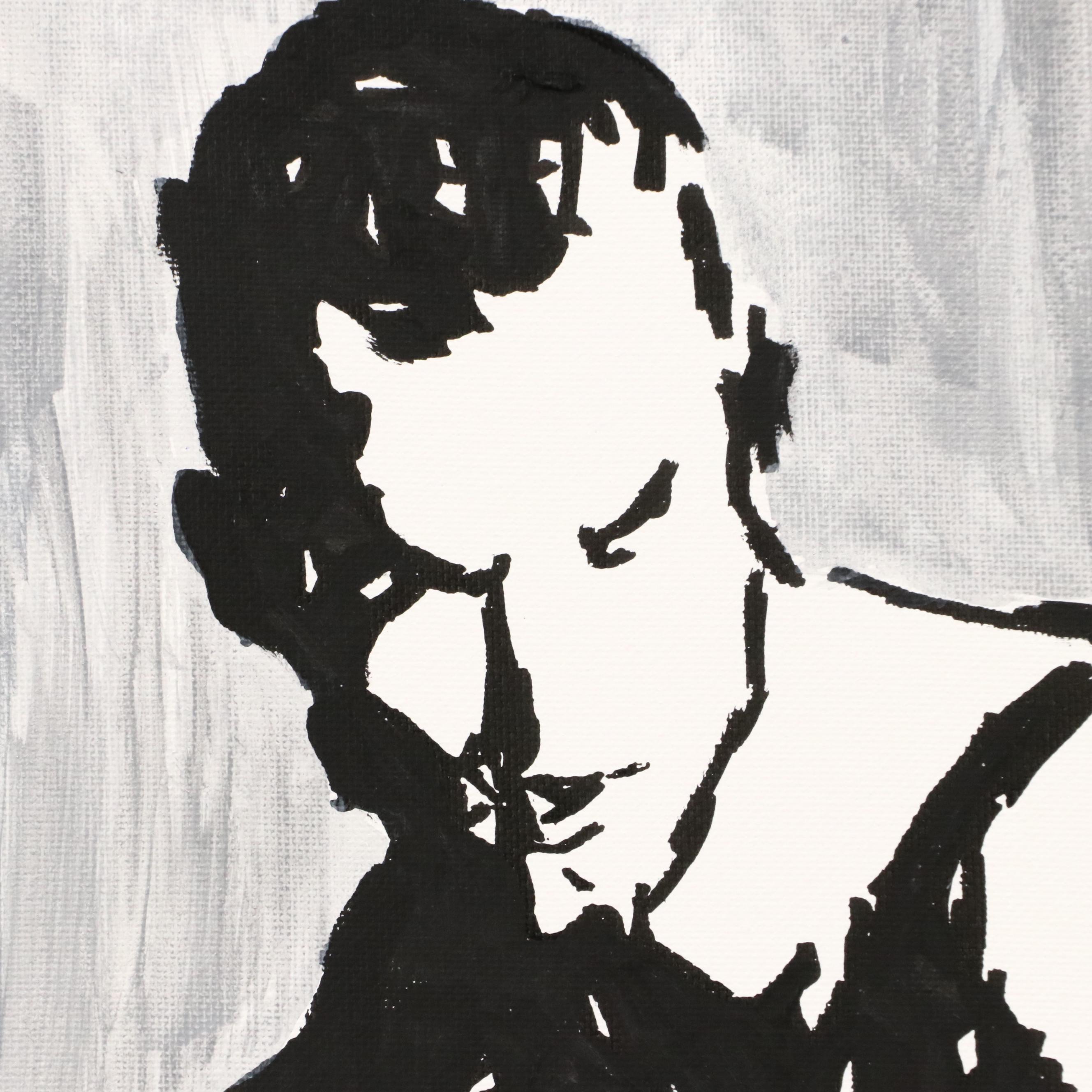 deSanto Stylized Male Nude Acrylic Portrait "Shadow Balance," 2025