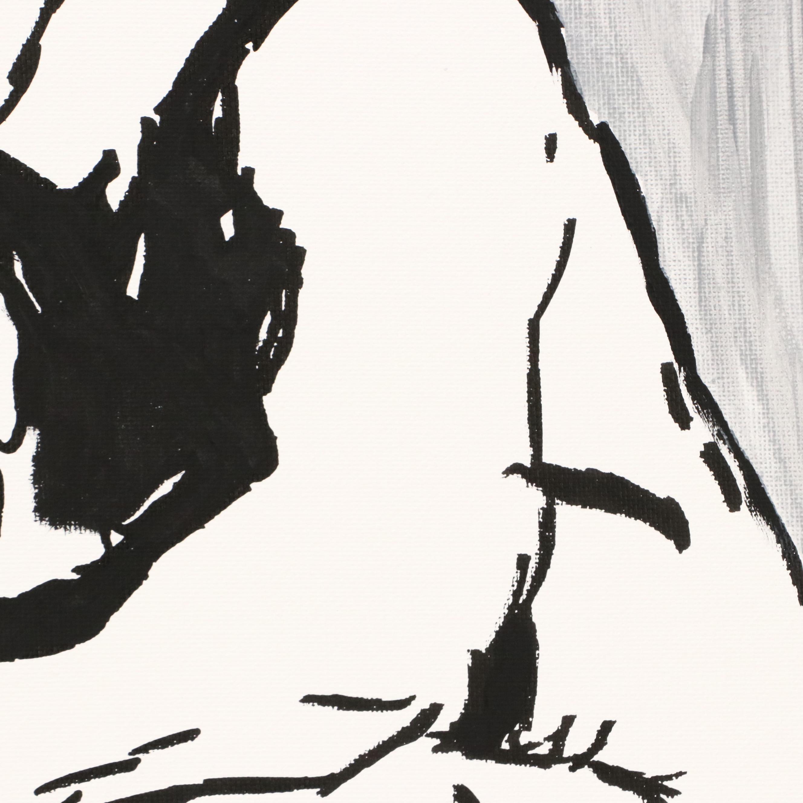 deSanto Stylized Male Nude Acrylic Portrait "Shadow Balance," 2025