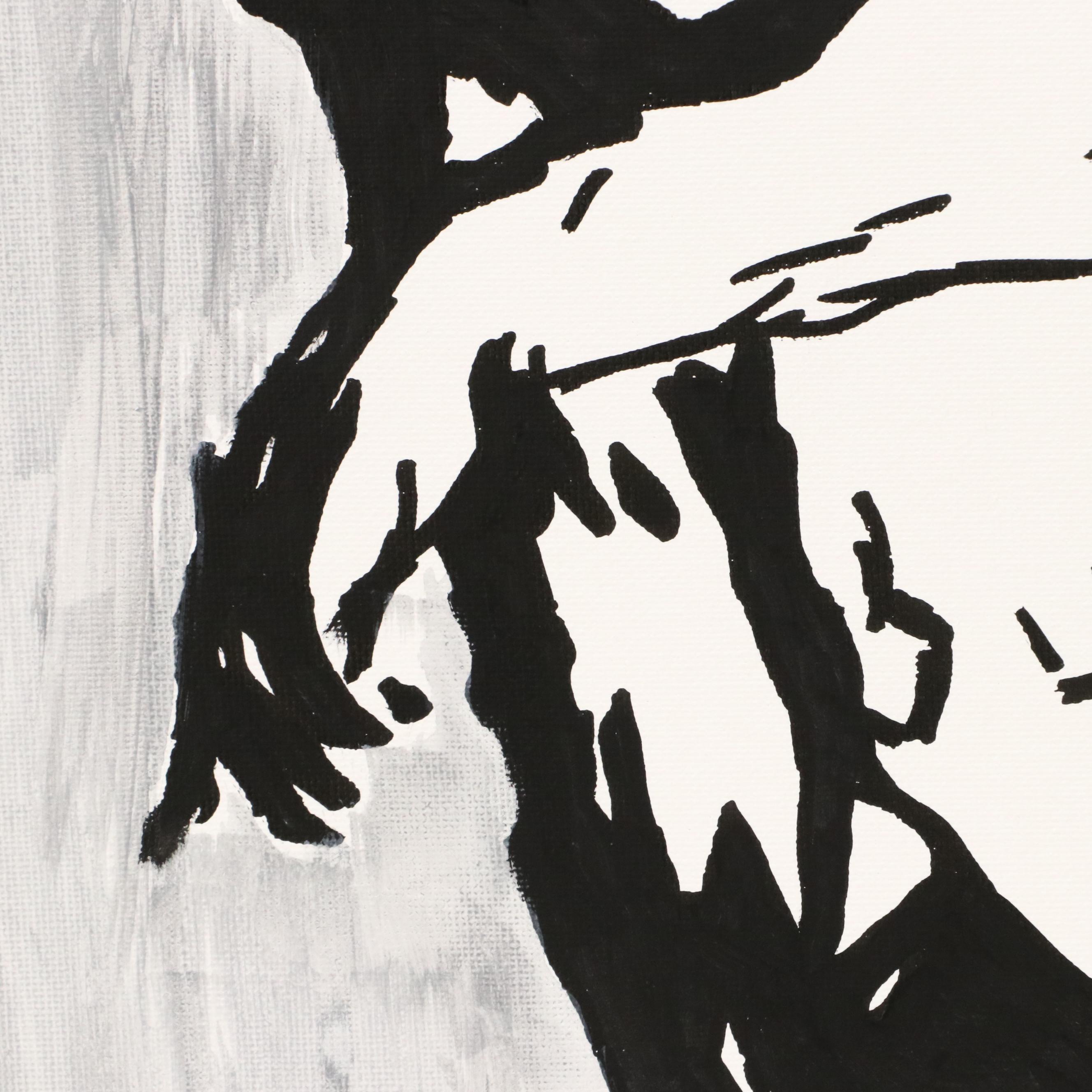 deSanto Stylized Male Nude Acrylic Portrait "Shadow Balance," 2025