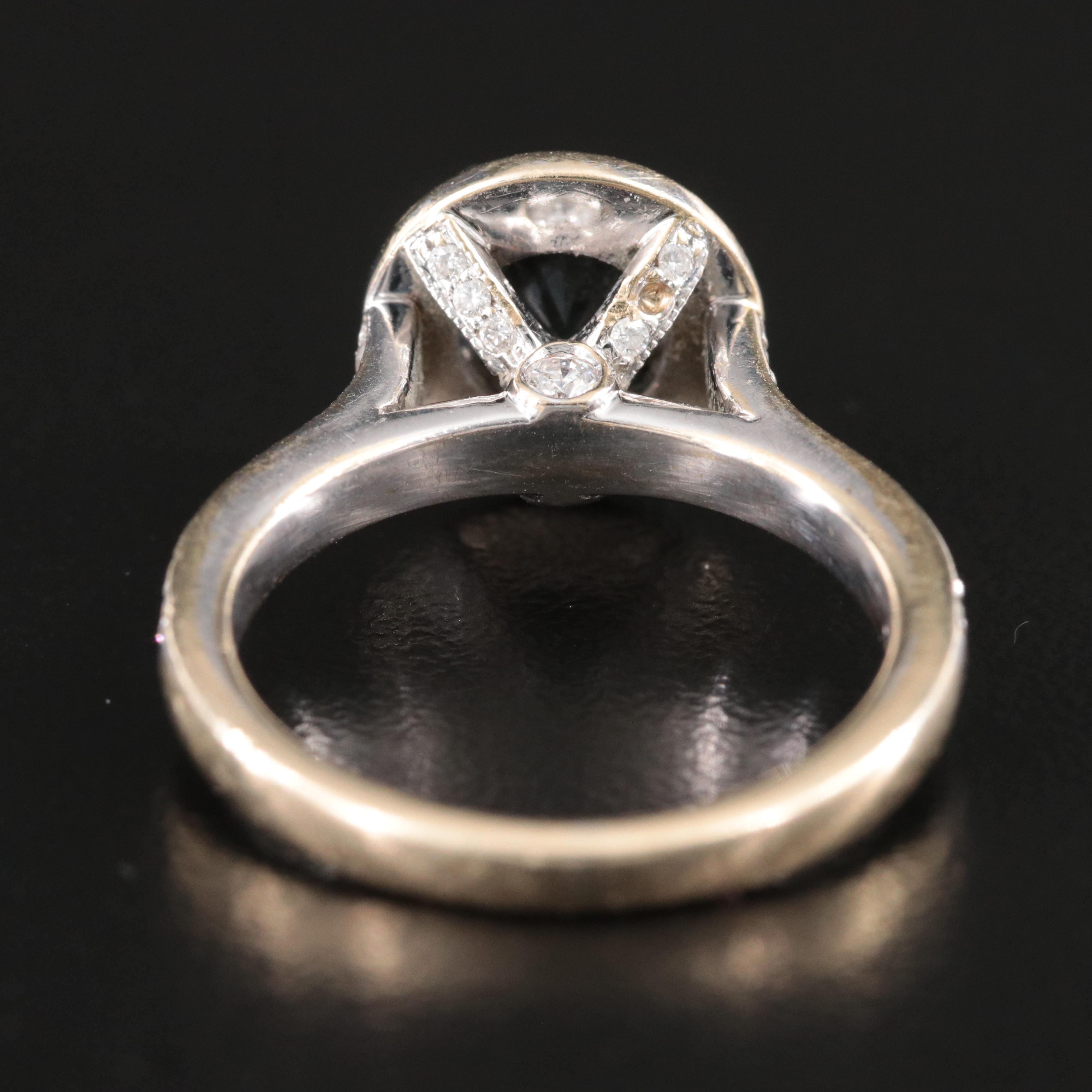 18K Black Moissanite and Diamond Halo Ring