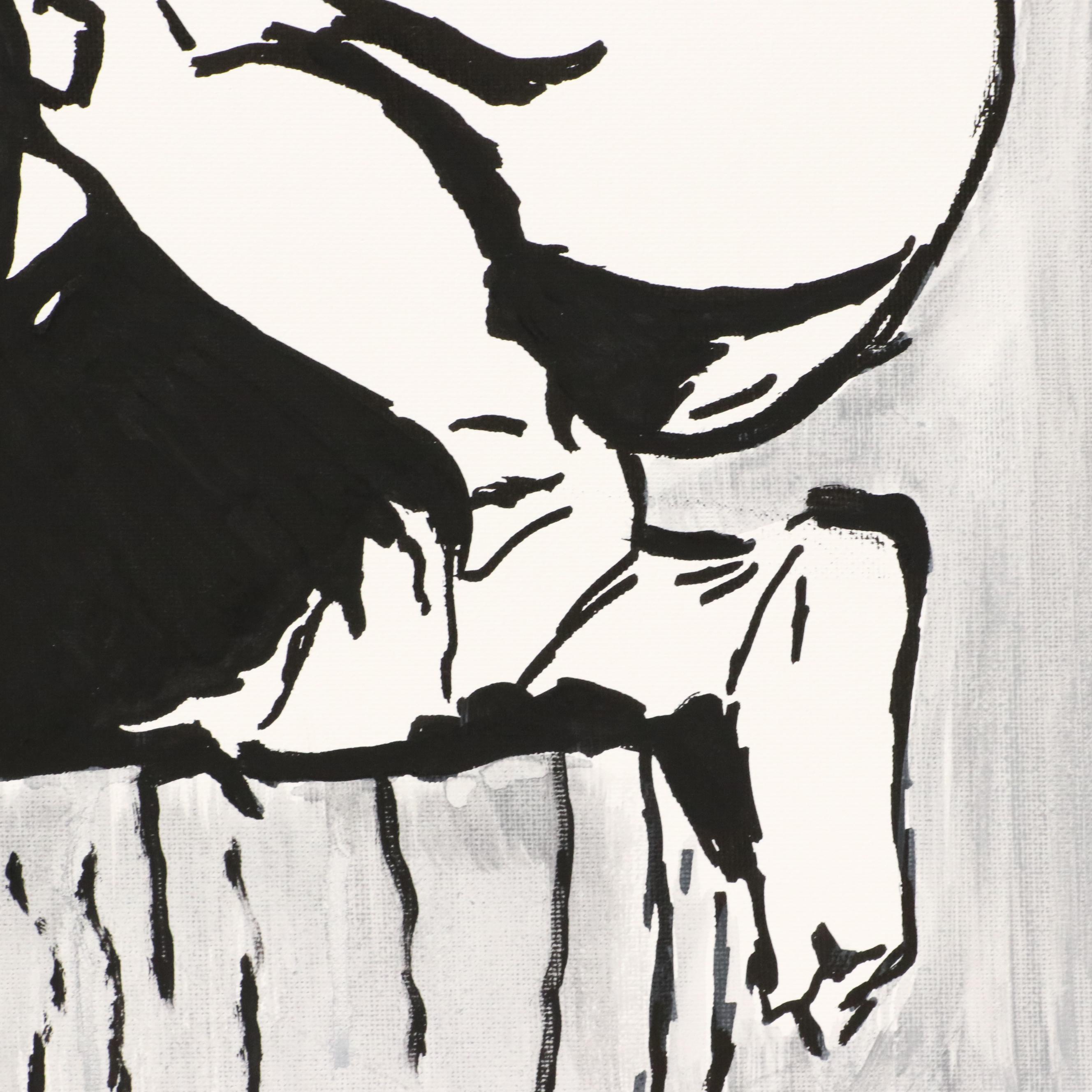 deSanto Stylized Male Nude Acrylic Portrait "Shadow Balance," 2025