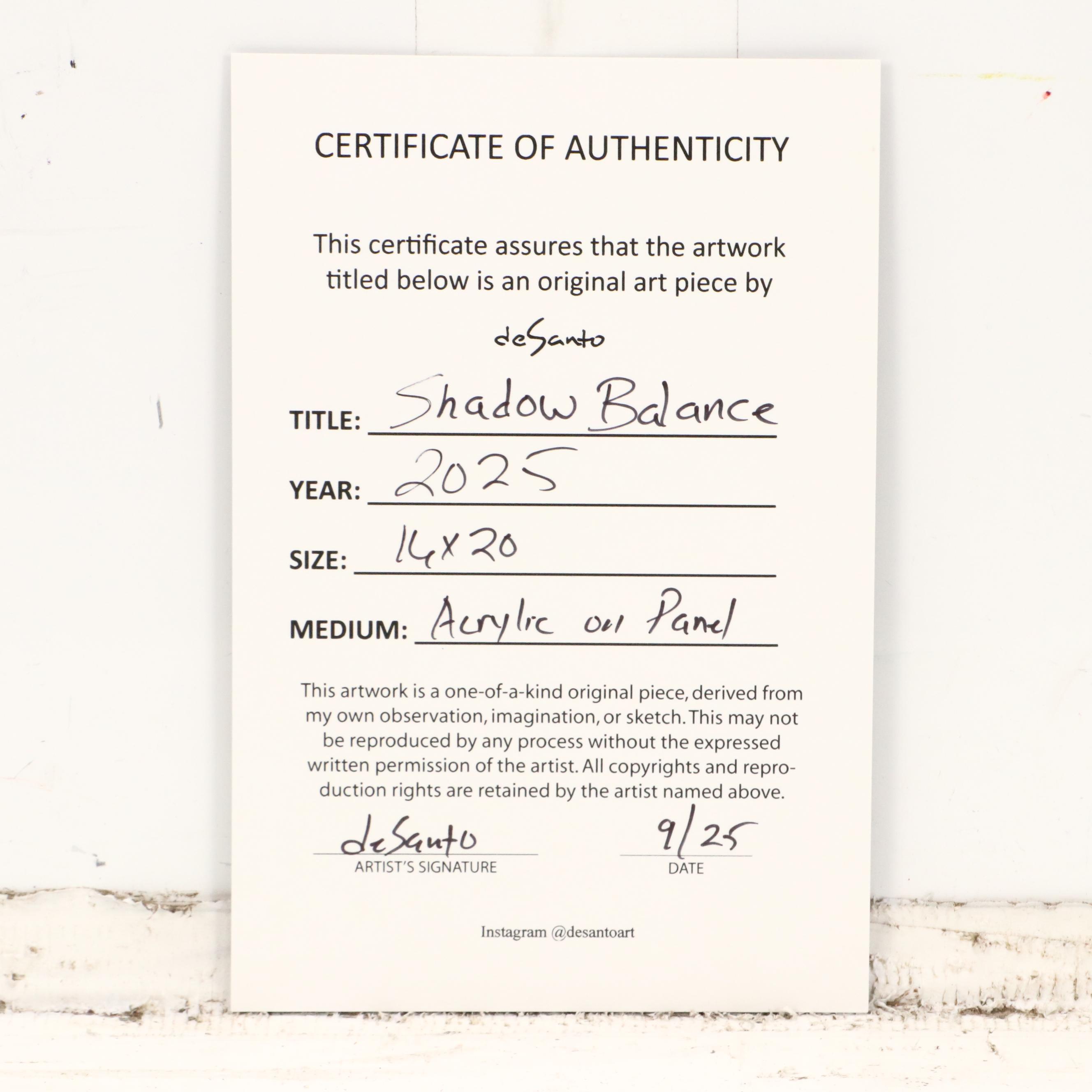 deSanto Stylized Male Nude Acrylic Portrait "Shadow Balance," 2025