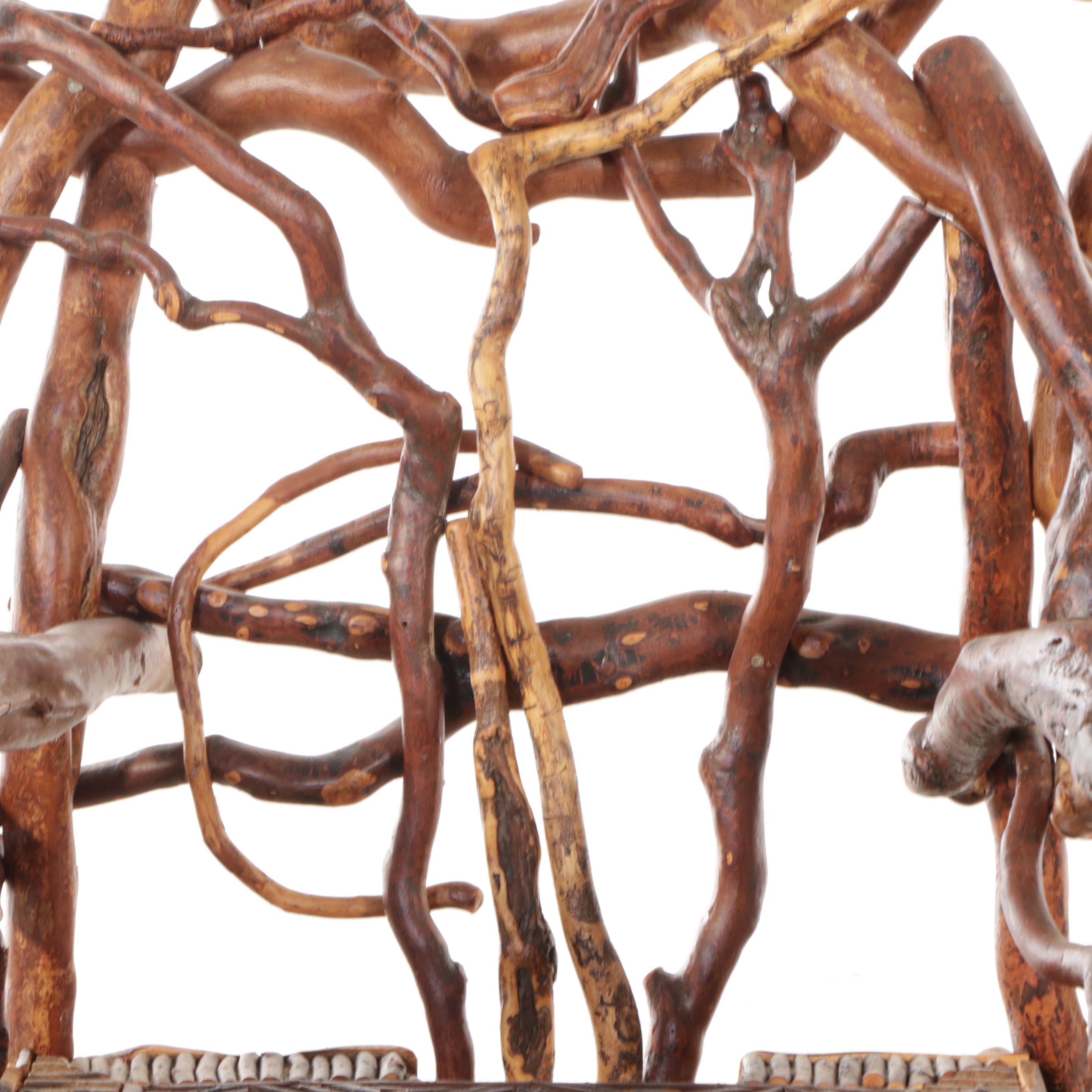 Robert Beaven Adirondack Style Handcrafted Root Wood Armchair