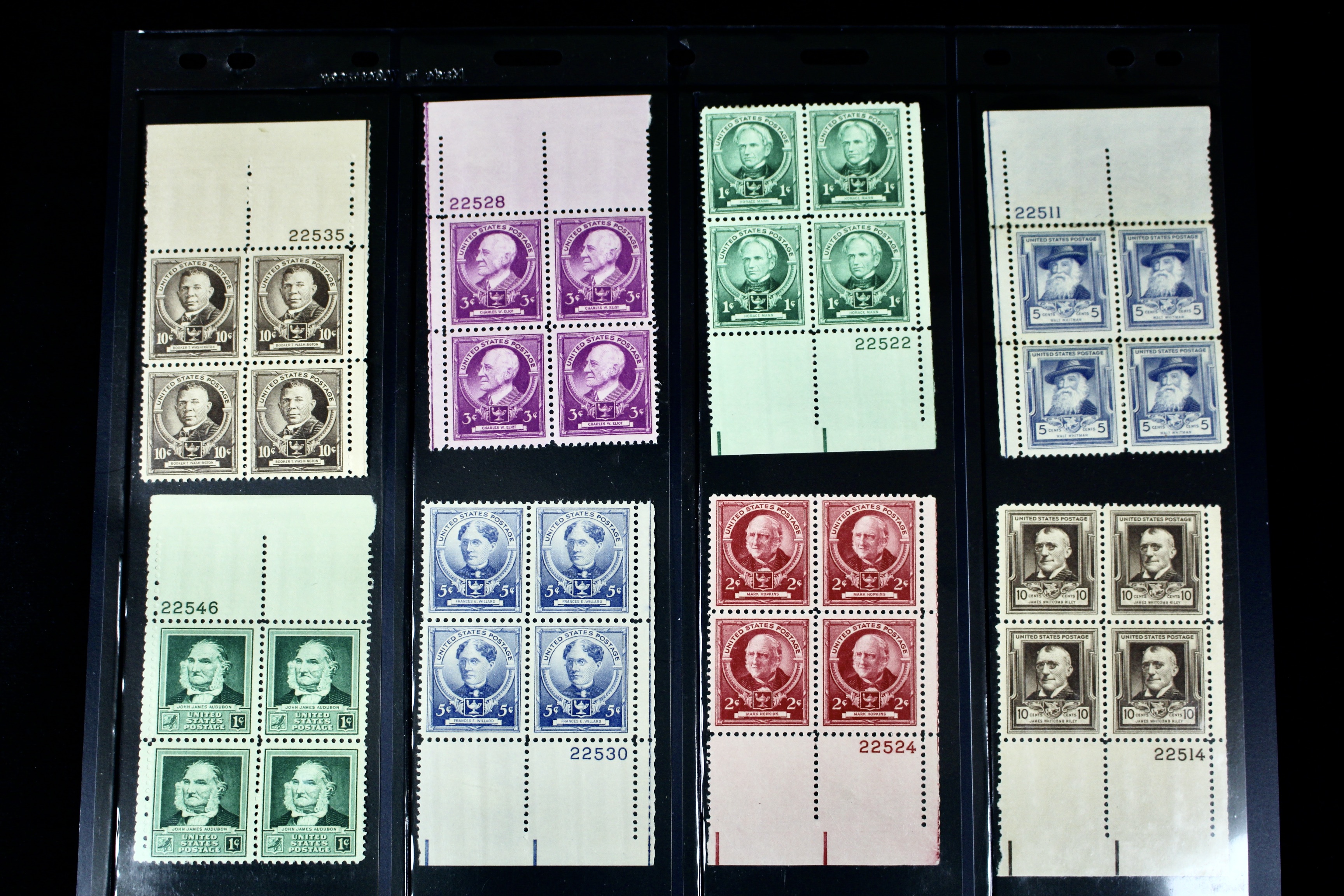 Three Series of MNH Stamp Plate Blocks, 1930s and 1940s