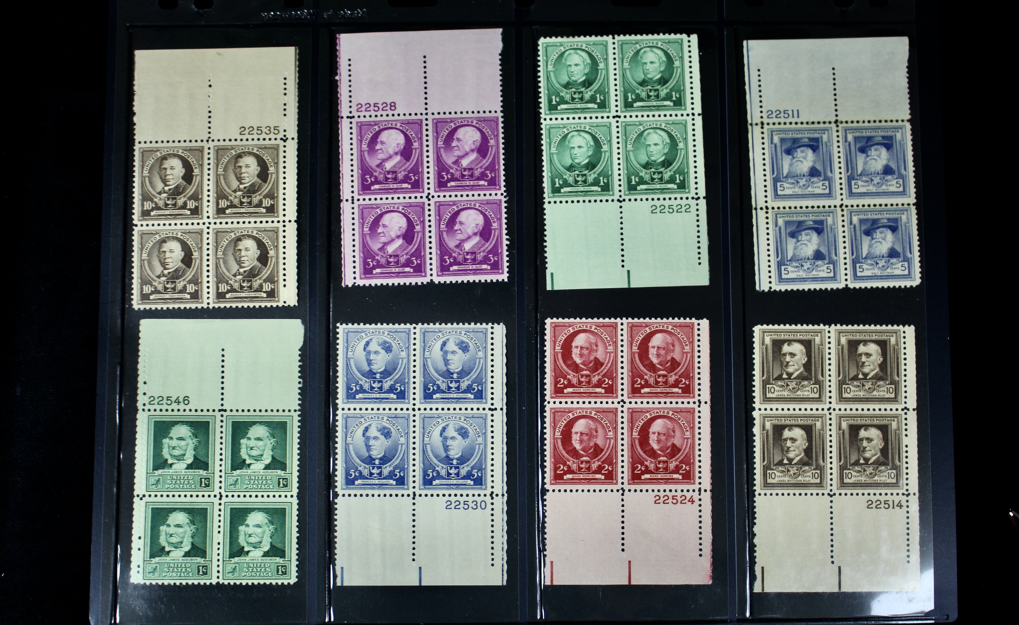 Three Series of MNH Stamp Plate Blocks, 1930s and 1940s