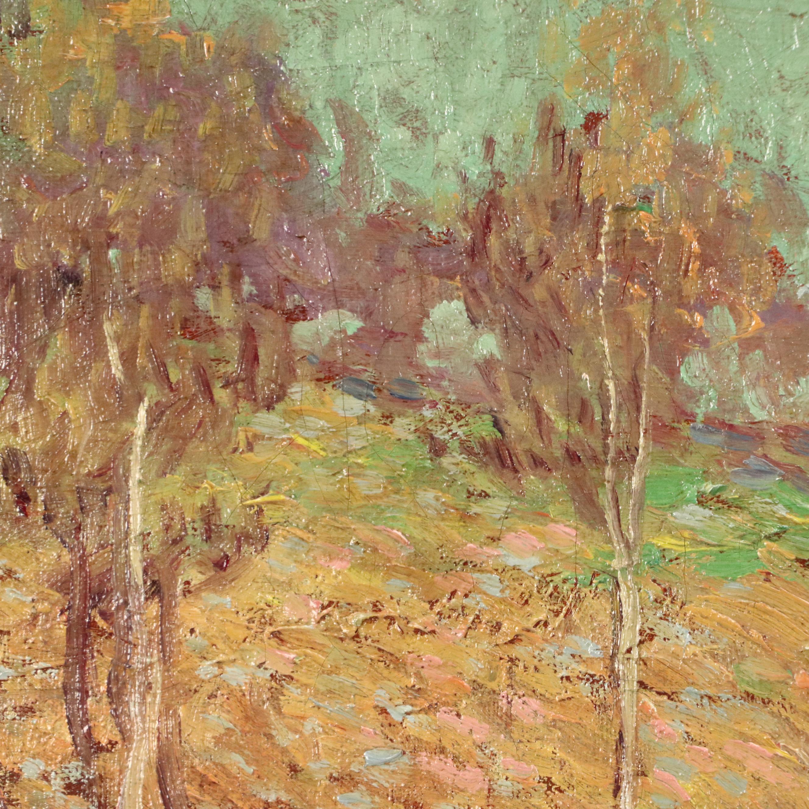 William P. Teal Impressionist Haystack Landscape Oil Painting, Early 20th C.