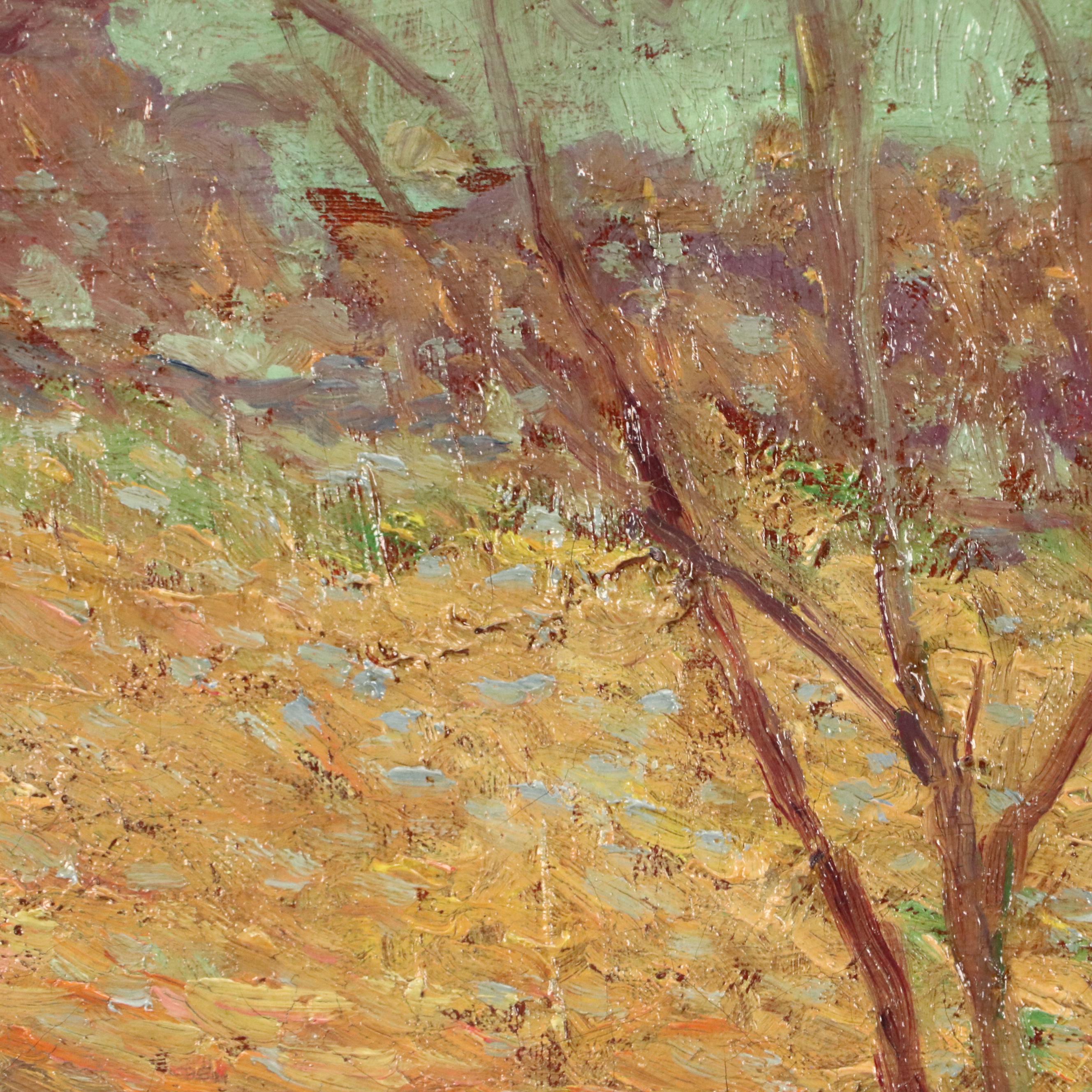 William P. Teal Impressionist Haystack Landscape Oil Painting, Early 20th C.