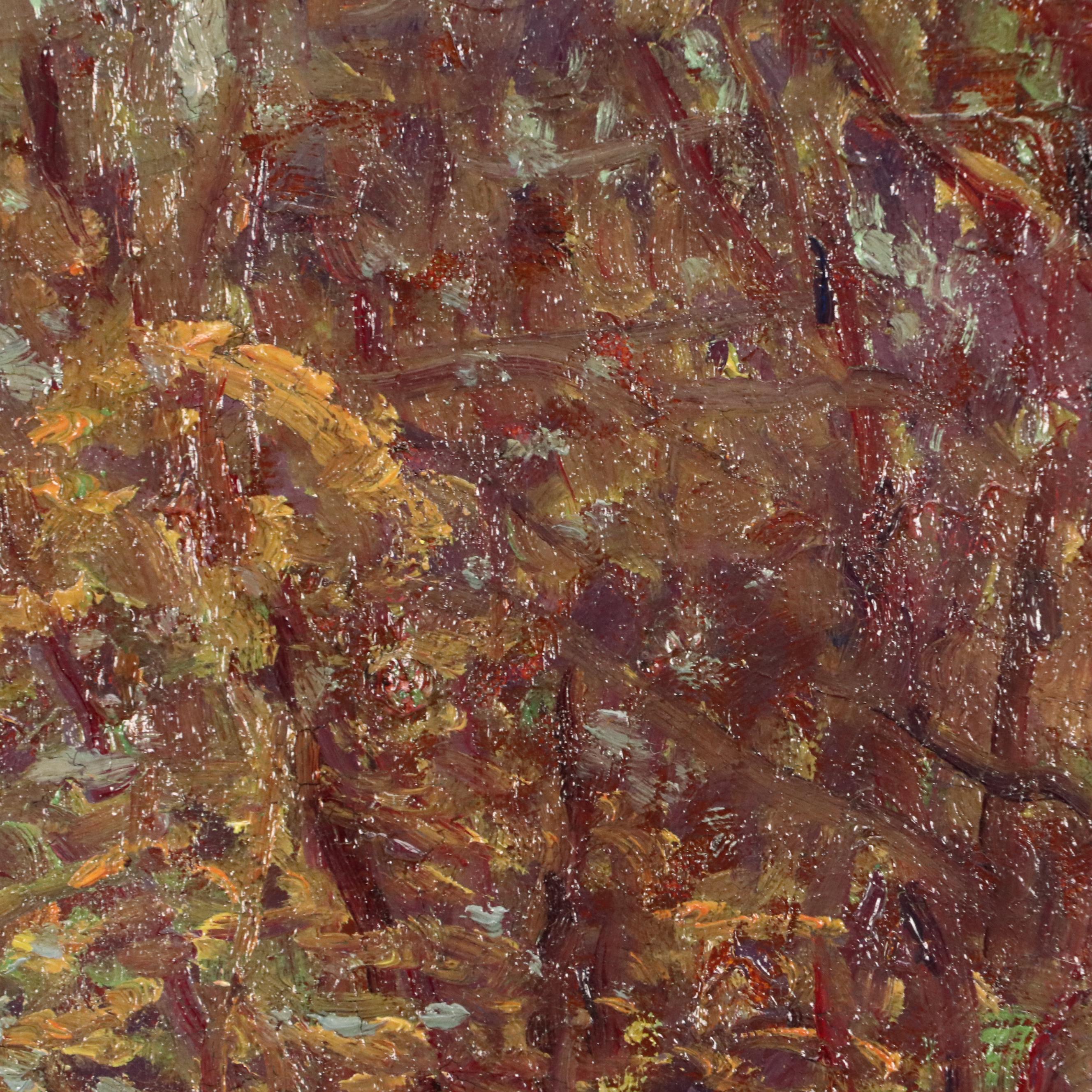 William P. Teal Impressionist Haystack Landscape Oil Painting, Early 20th C.