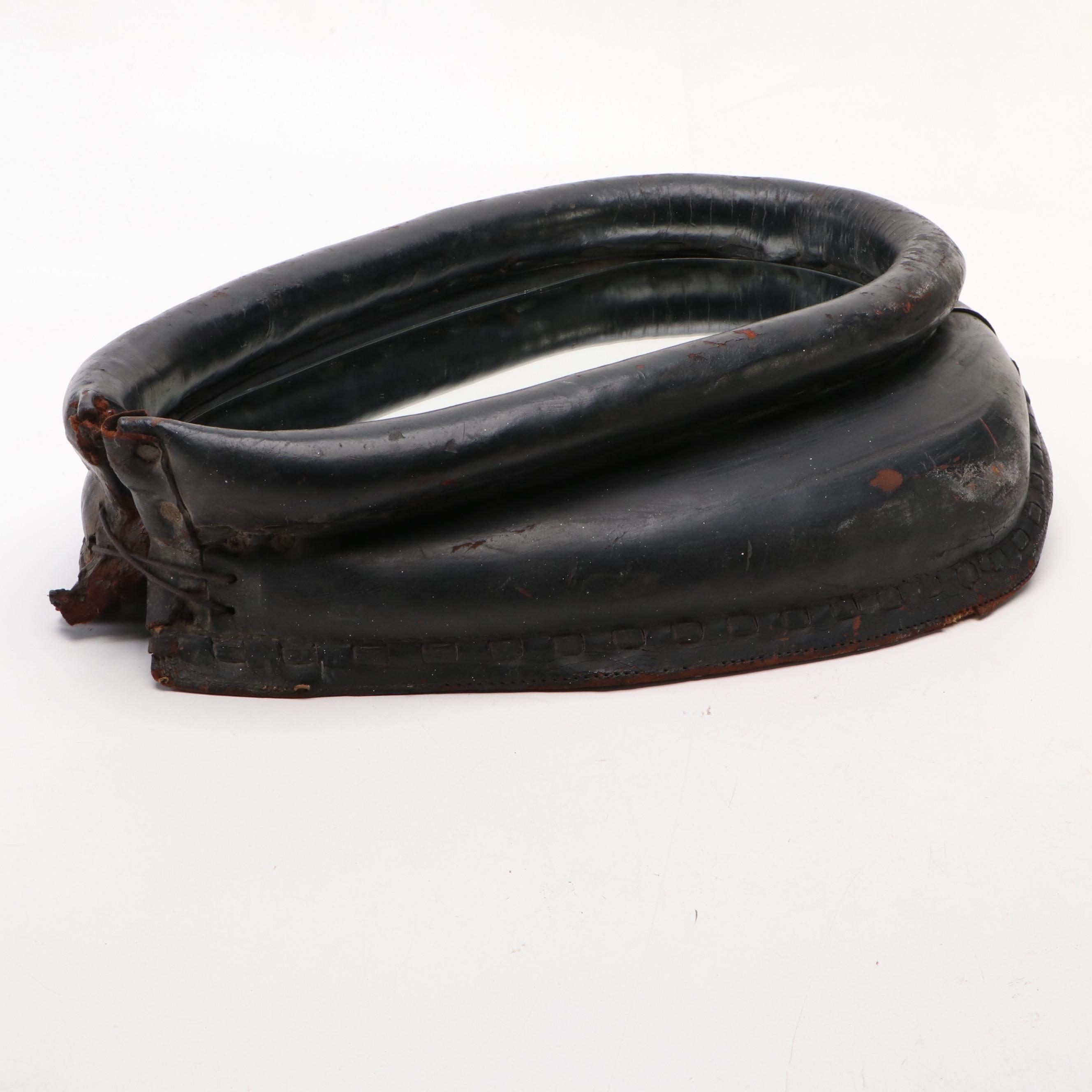 Primitive Style Leather Horse Collar Wall Mirror, 20th Century