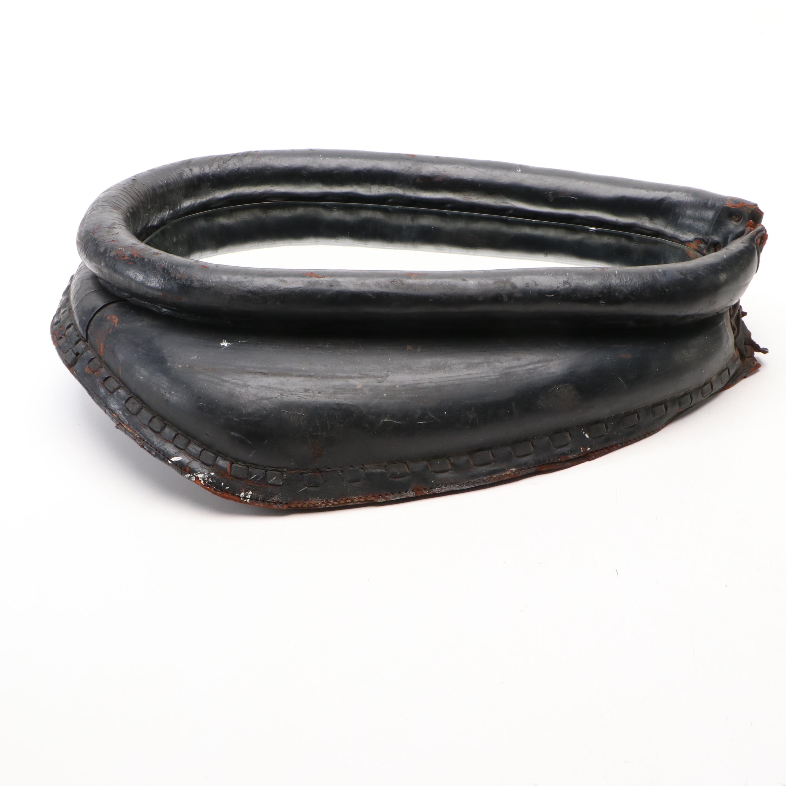 Primitive Style Leather Horse Collar Wall Mirror, 20th Century