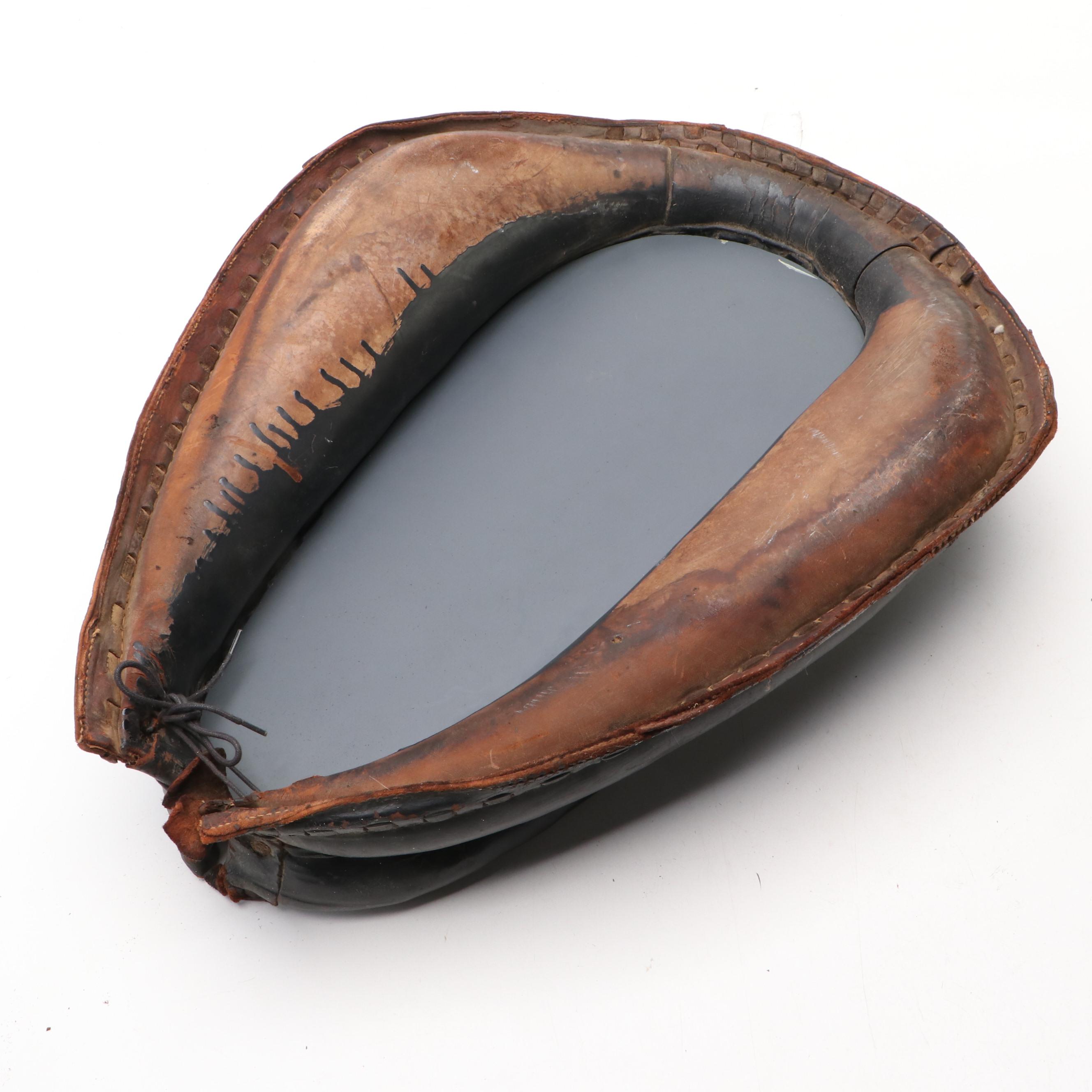 Primitive Style Leather Horse Collar Wall Mirror, 20th Century