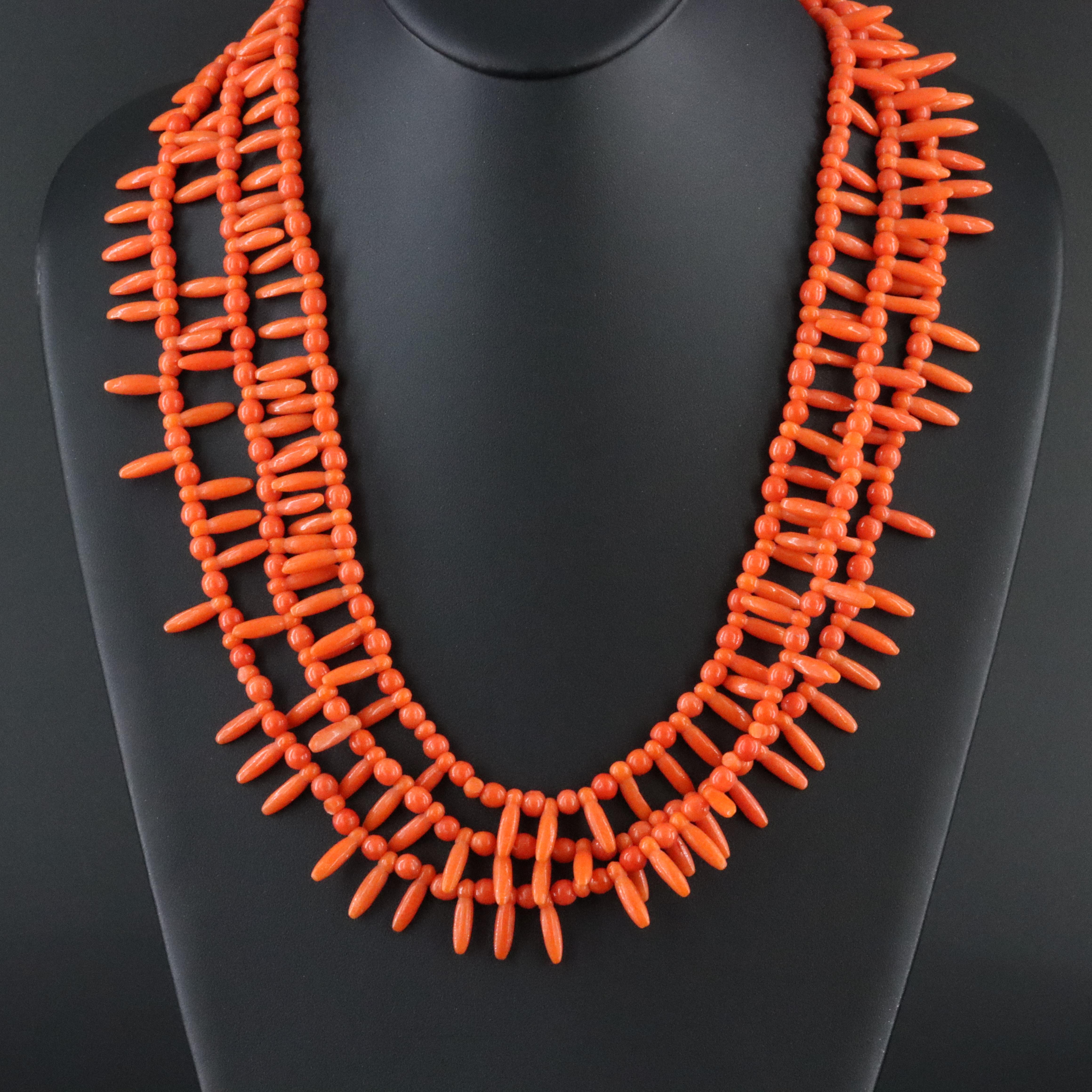 Faux Coral Tiered Necklace