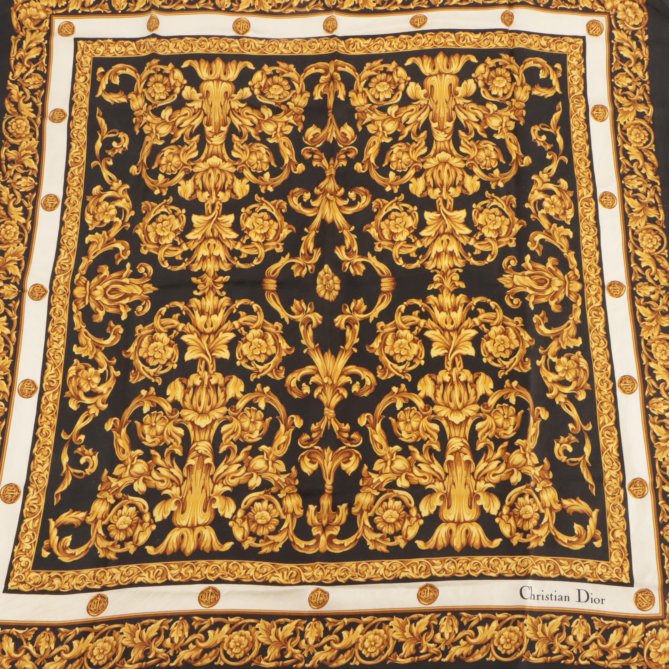 Christian Dior Baroque and Color Block Print Scarves in Silk Twill