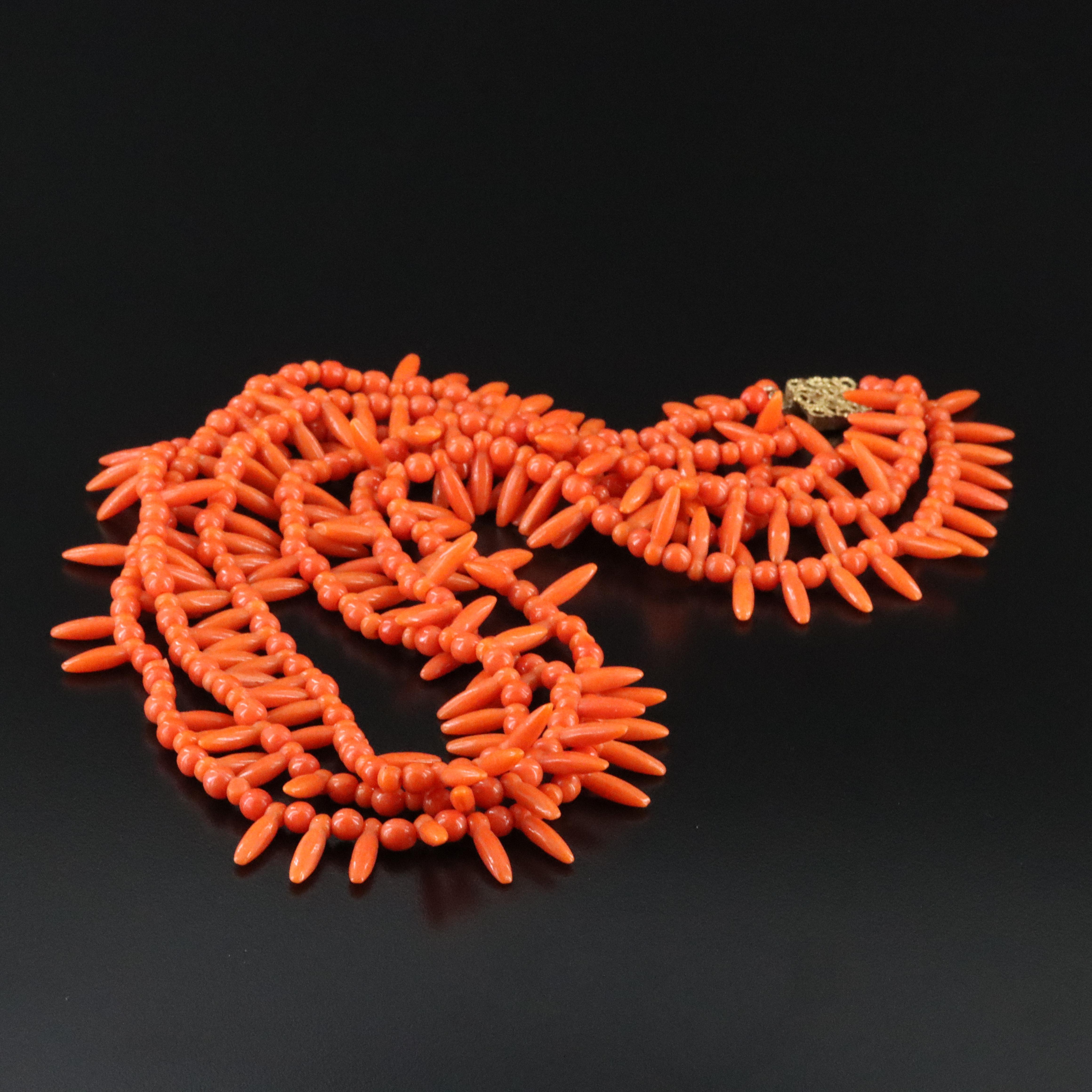 Faux Coral Tiered Necklace