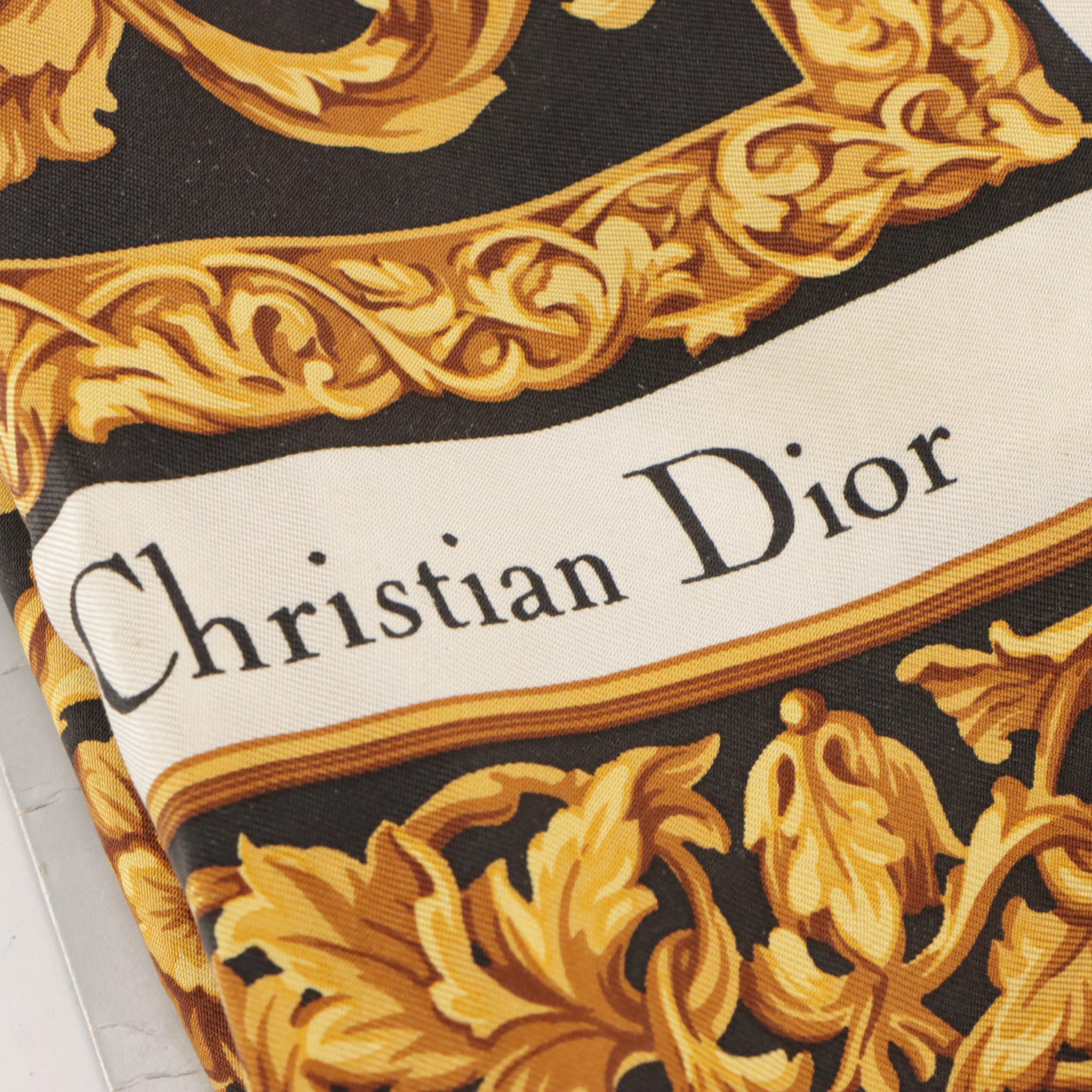 Christian Dior Baroque and Color Block Print Scarves in Silk Twill