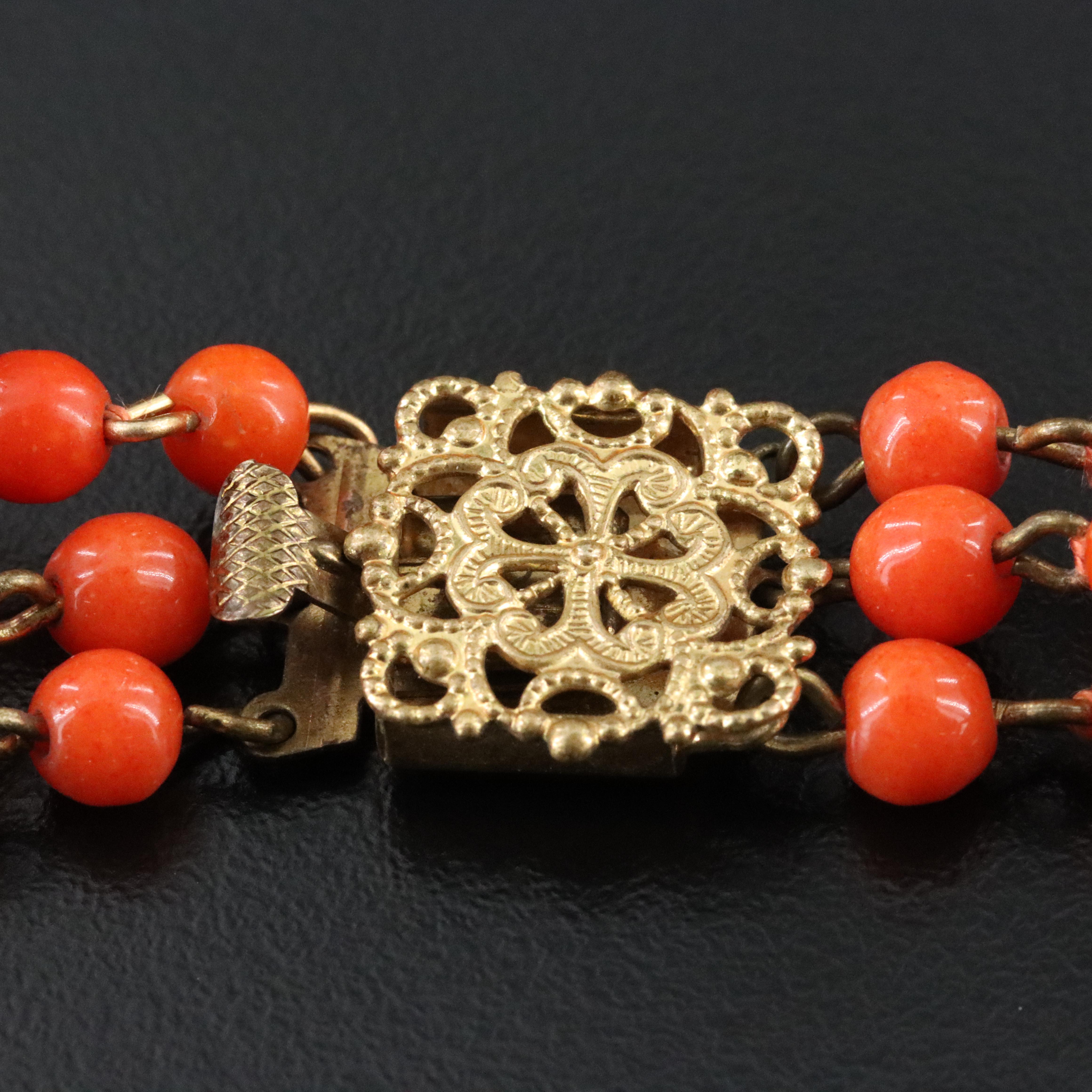 Faux Coral Tiered Necklace